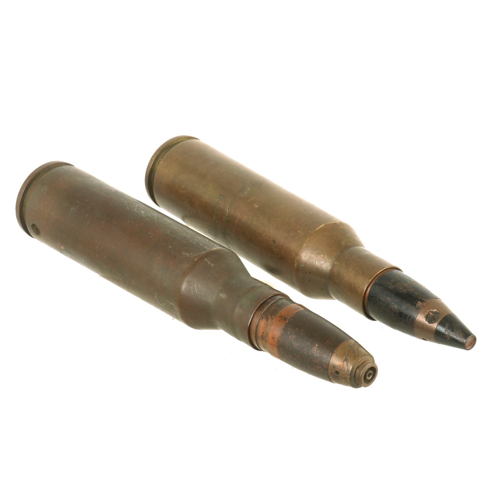 Buy Original Japanese WWII Imperial Japanese Navy INERT Pair of 25mm High Explosive Round For The Type 96 Anti-Aircraft Cannon | Original Firearms Antique For Sale