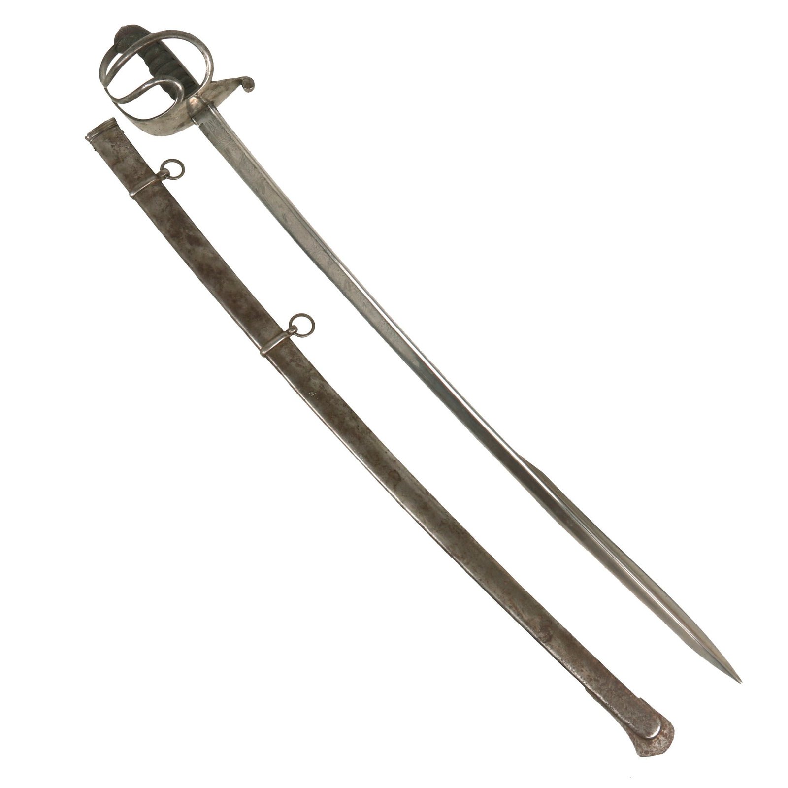 Buy Original German Franco-Prussian War Era Prussian M1849 Mounted Infantry Officer’s Saber with Scabbard and Ornate Blade by Peter Daniel Lüneschloss of Solingen | Original Firearms Antique For Sale