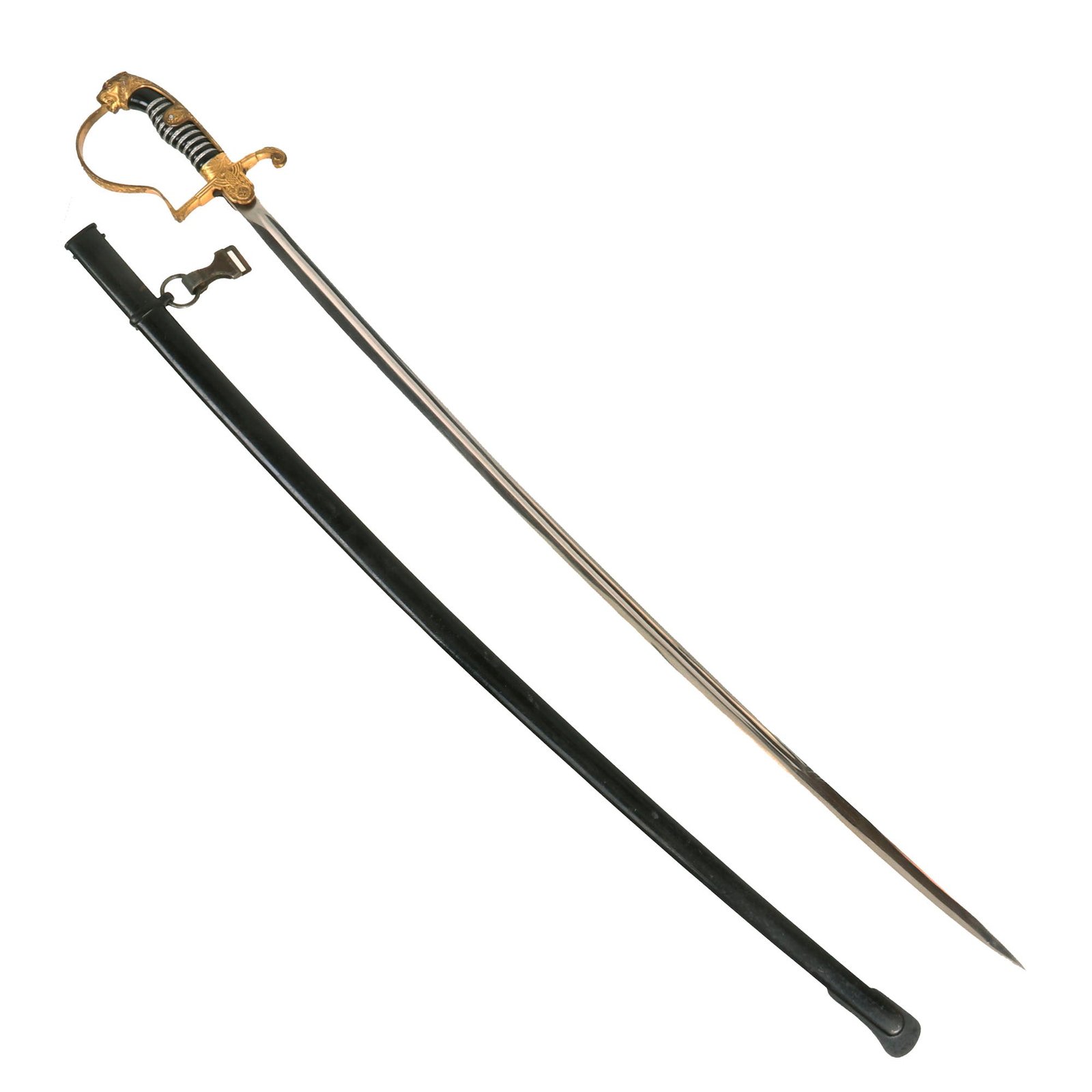 Buy Original German WWII Model 1695 Army Officer's Lion Head Sword by Carl Eickhorn with Steel Scabbard & Hanger Clip | Original Firearms Antique For Sale