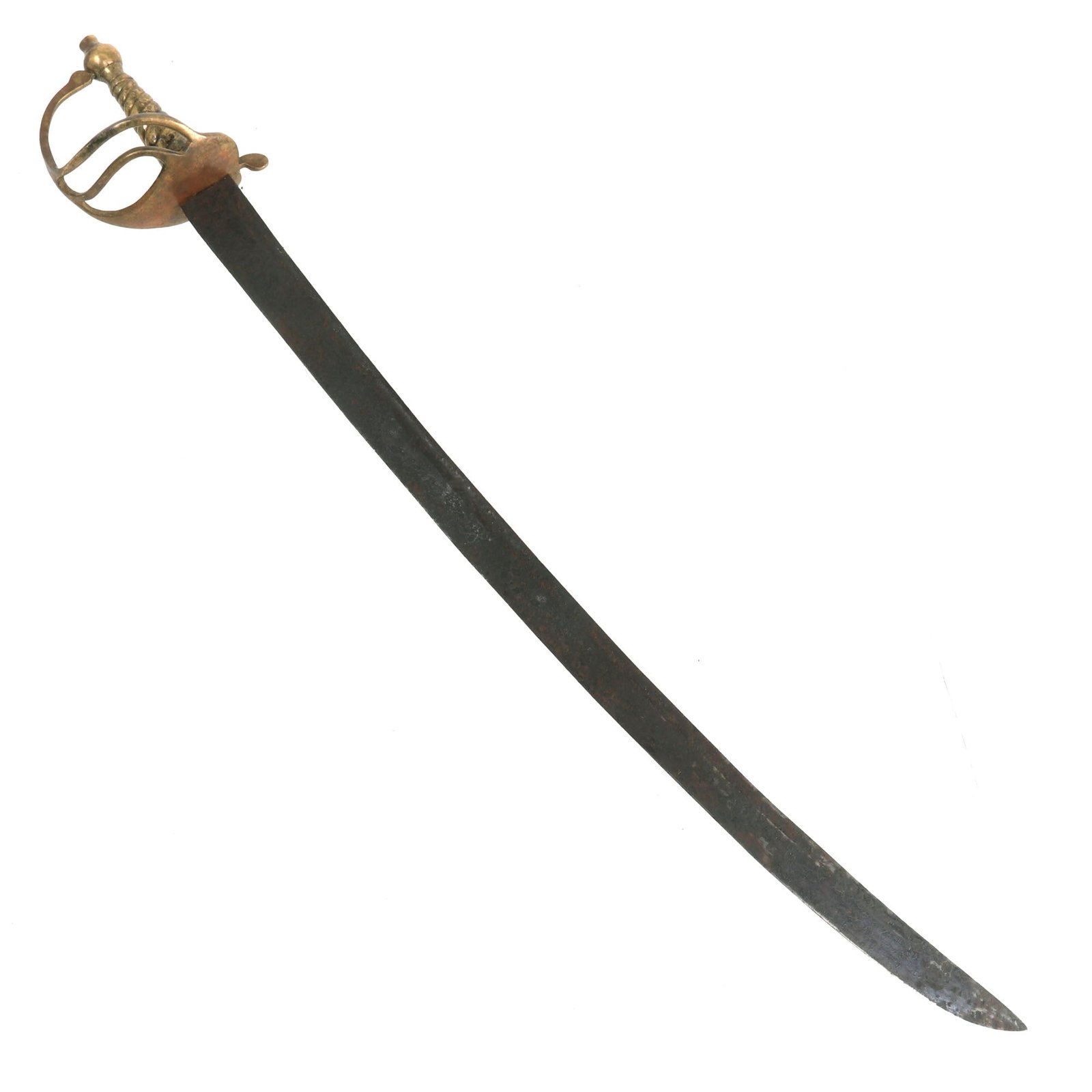 Buy Original British Seven Years War P-1751 Hanger Sword with Brass Hilt and Patinated Blade | Original Firearms Antique For Sale