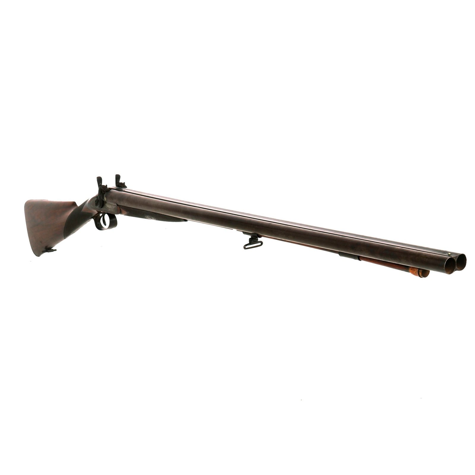 Buy Original British 19th Century 13 Bore Double Barrel Percussion Shotgun with Serpent Hammers Retailed by Onion & Wheelock of New York - Circa 1860 | Original Firearms Antique For Sale