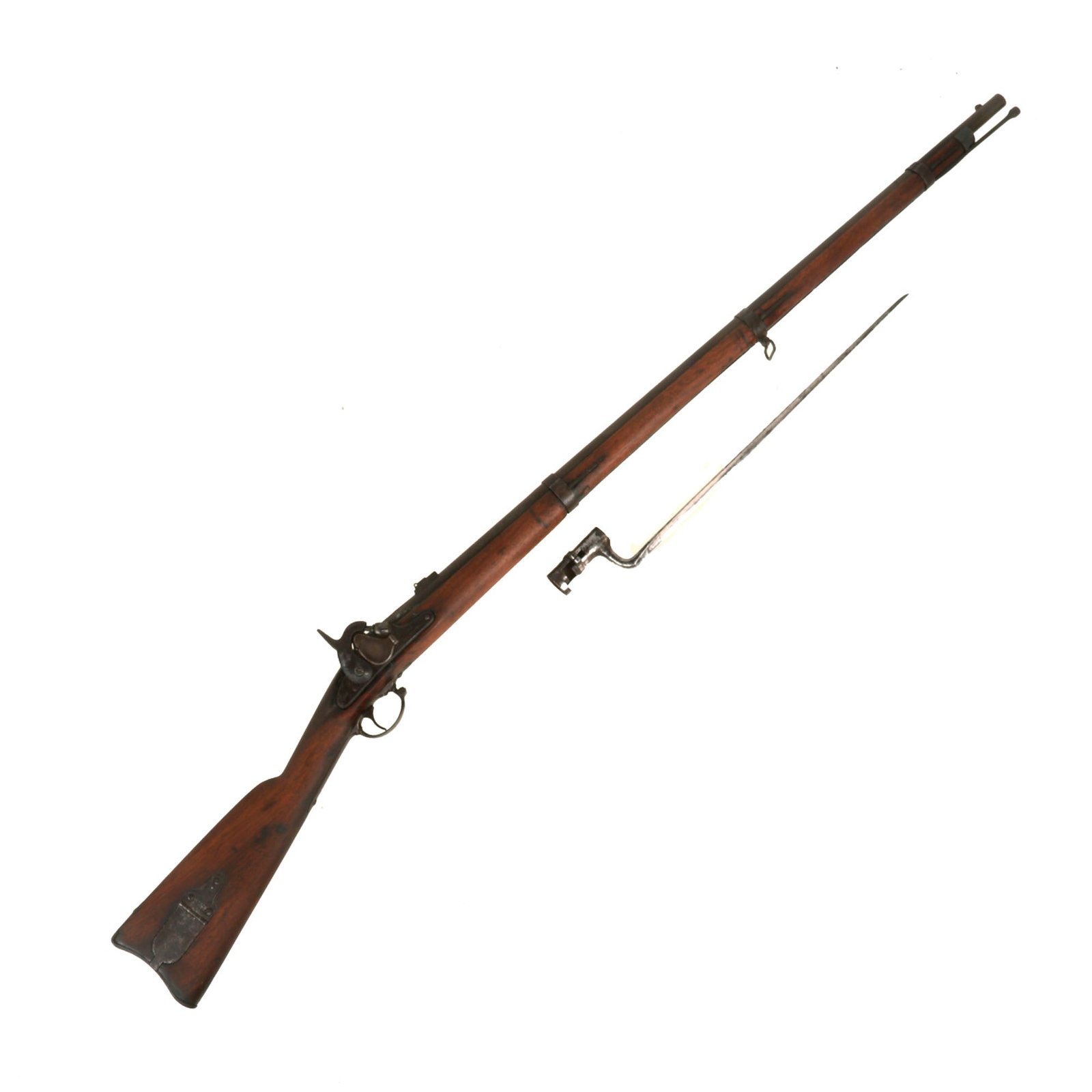 Buy Original U.S. Civil War Springfield M1855 Rifled Musket by Harpers Ferry with Functional Taper Primer System, Patch Box & Bayonet - dated 1860 | Original Firearms Antique For Sale