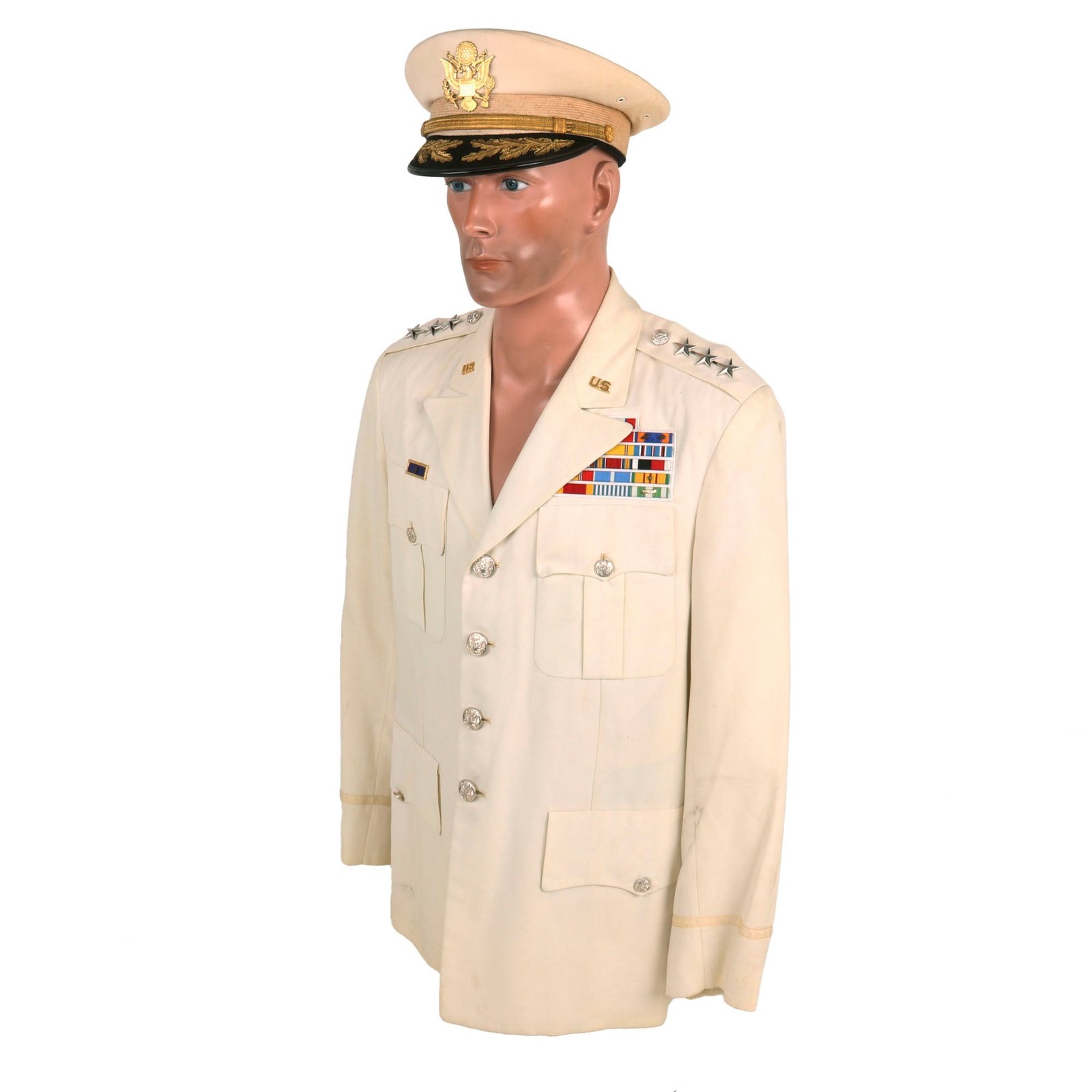Buy Original U.S. Vietnam War Army Lieutenant General Charles A. Corcoran White Summer Service Dress Uniform With Visor - Commanding General First Field Force and Chief of Staff MACV | Original Firearms Antique For Sale