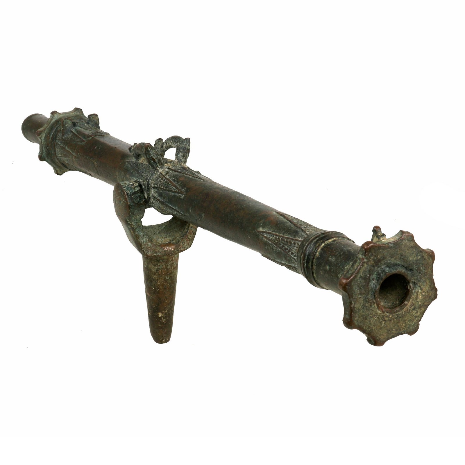 Buy Original 19th Century Ornate Bronze Lantaka Swivel Cannon Barrel from the East Indies with Dolphin Ornaments - Circa 1800-1820 | Original Firearms Antique For Sale