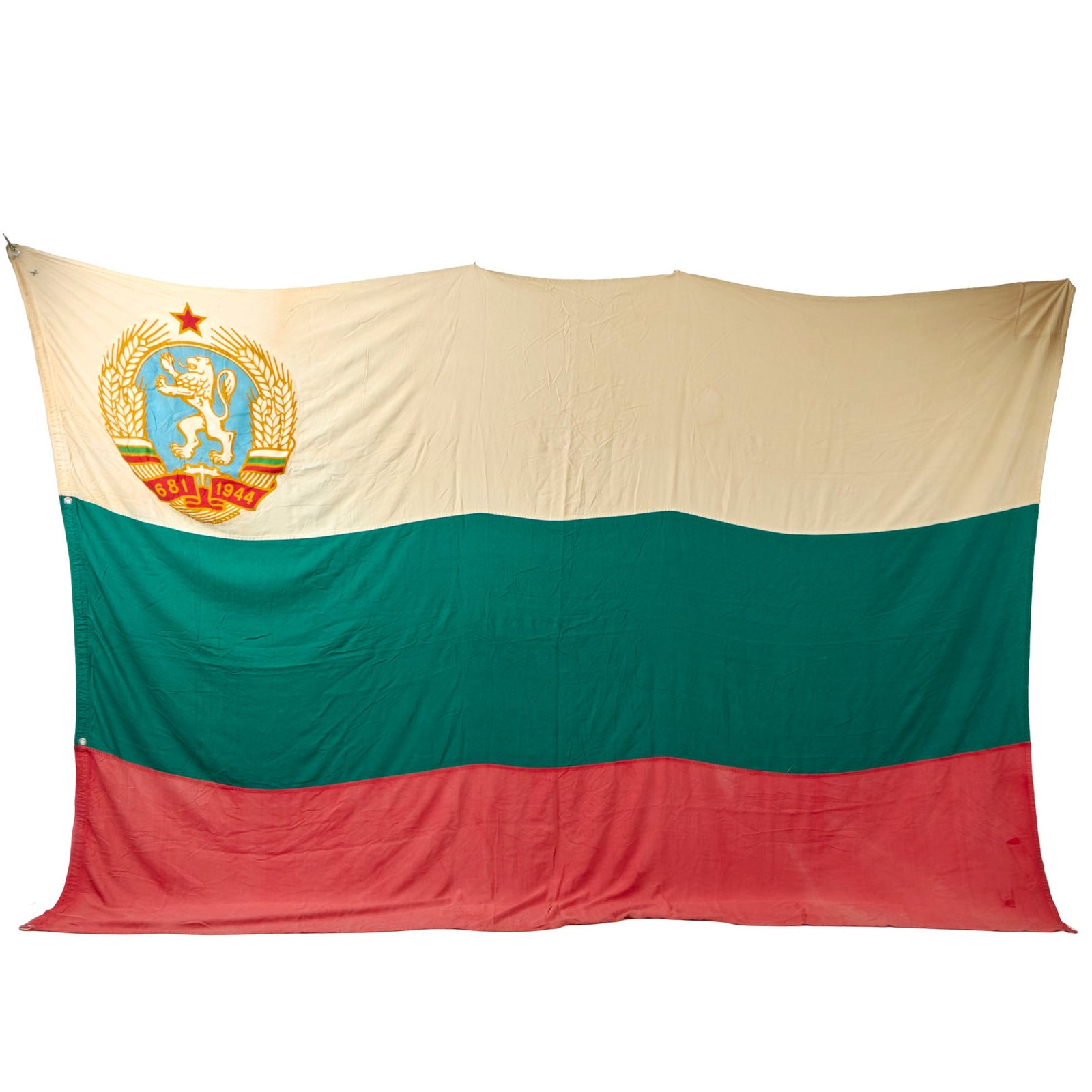 Buy Original Bulgarian Cold War Era People's Republic of Bulgaria Large Multi-Piece Construction Flag - 1971-1990 - 78" x 118” | Original Firearms Antique For Sale