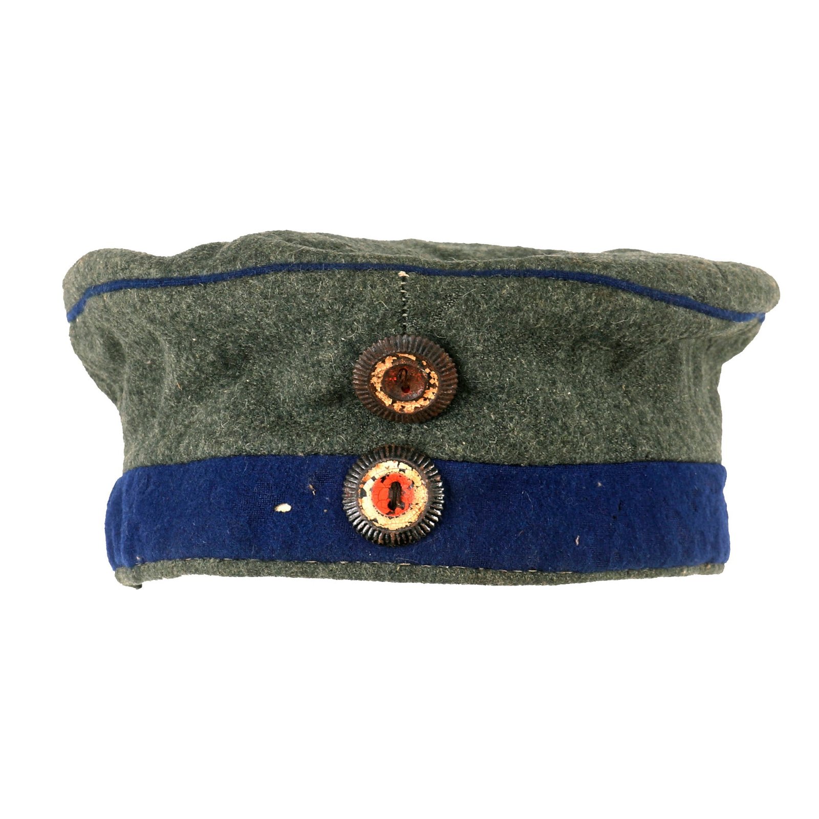 Buy Original Imperial German WWI 1917 Dated M1907 Train Guard Battalion Feldmütze Kratzchen Field Cap with National Cockades | Original Firearms Antique For Sale