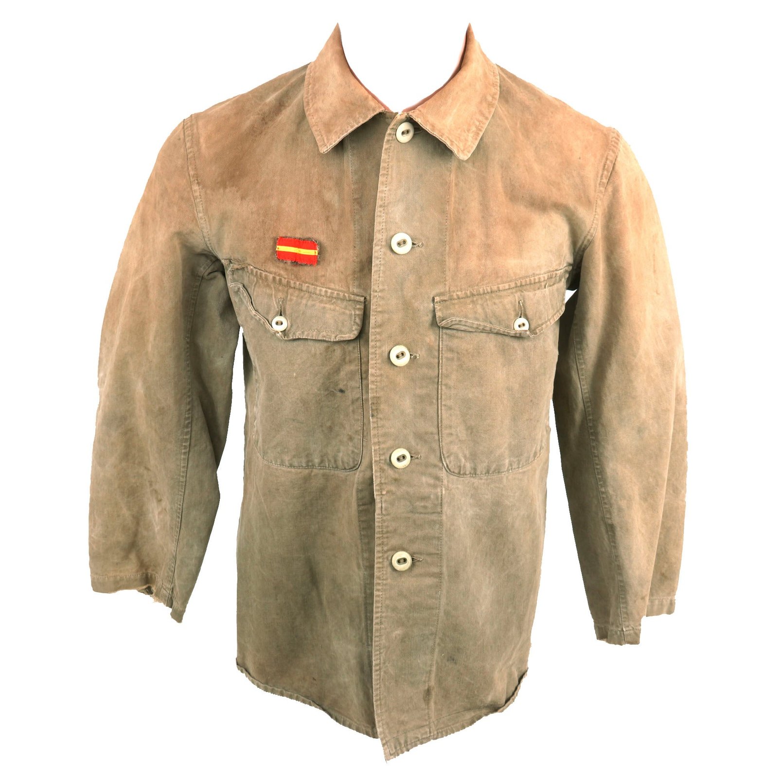 Buy Original Japanese WWII Late-War Enlisted Man’s Tropical Cotton Tunic - Leading Private - Glass Buttons | Original Firearms Antique For Sale