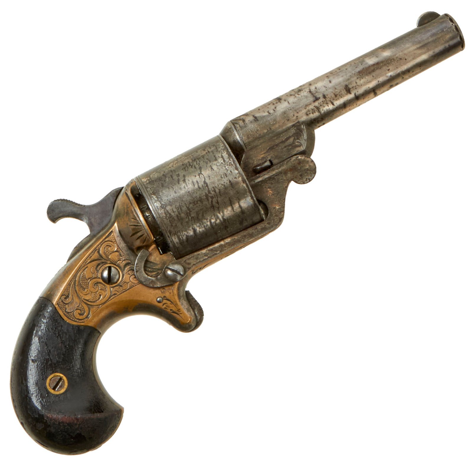 Buy Original U.S. Civil War Era National Arms Co. Teat Fire .32 Cal Brass Frame Revolver - Serial 27001 - All Matching | Original Firearms Antique For Sale