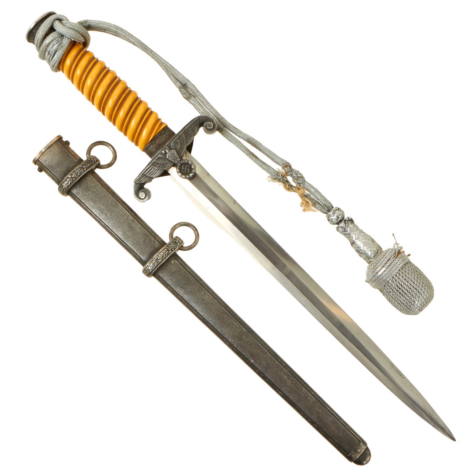 Buy Original German WWII Early Army Heer Officer Dagger by Rare Maker Artur Schüttelhöfer & Co. with Scabbard and Portepee | Original Firearms Antique For Sale