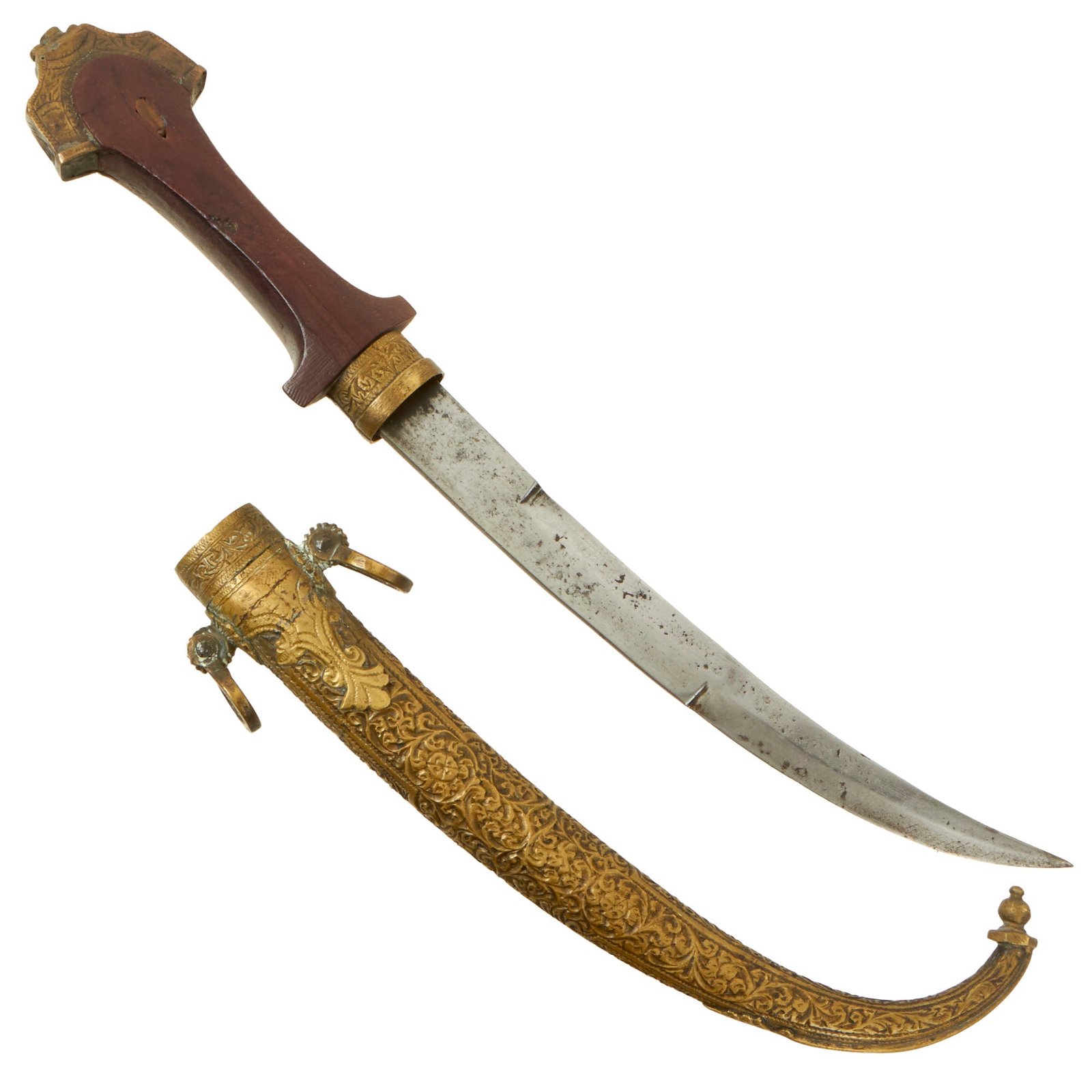 Buy Original 19th Century North African Brass Mounted Jambiya Dagger with Scabbard c. 1860 | Original Firearms Antique For Sale
