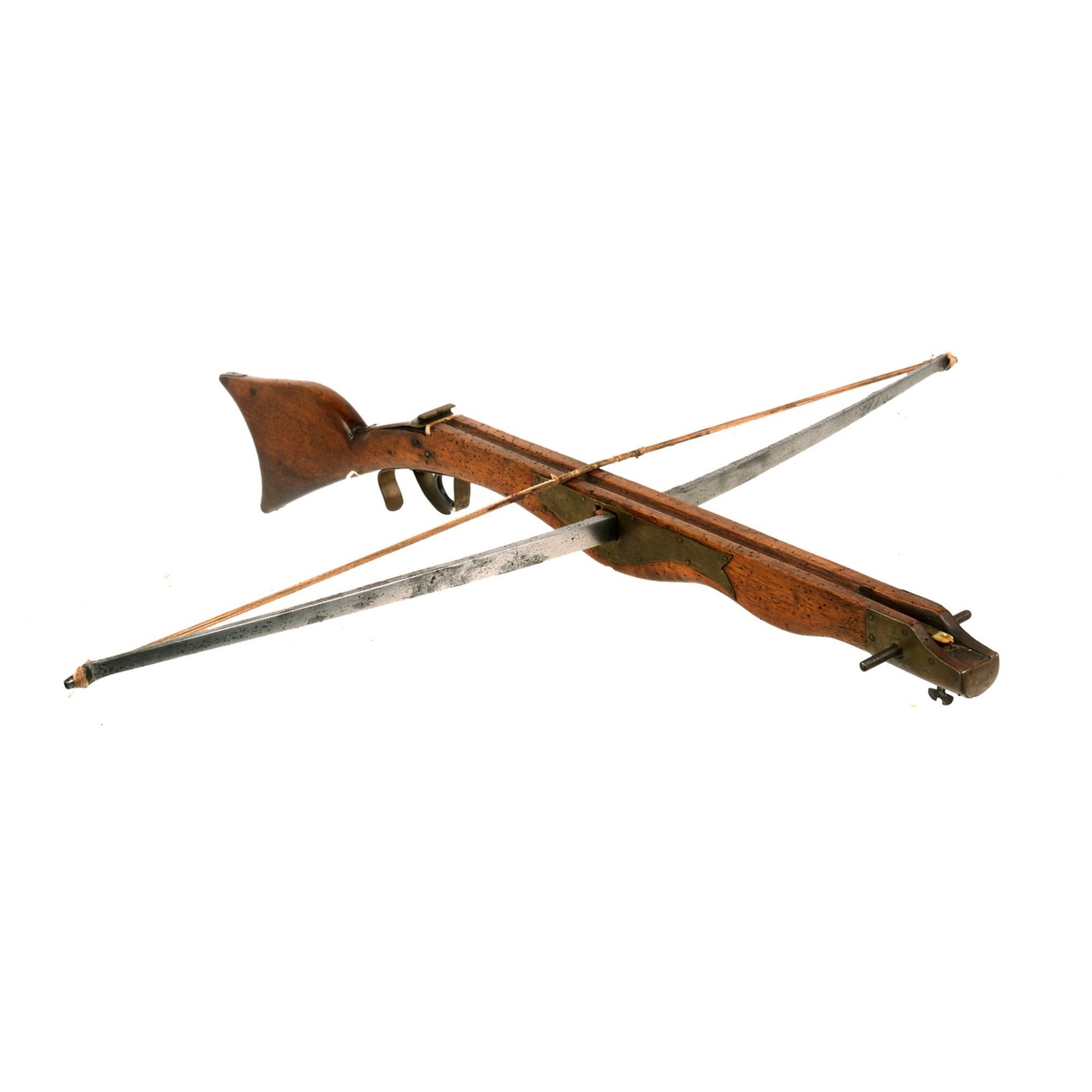 Buy Original Early 18th Century European Continental Wood & Steel Crossbow with Brass & Horn Fittings | Original Firearms Antique For Sale