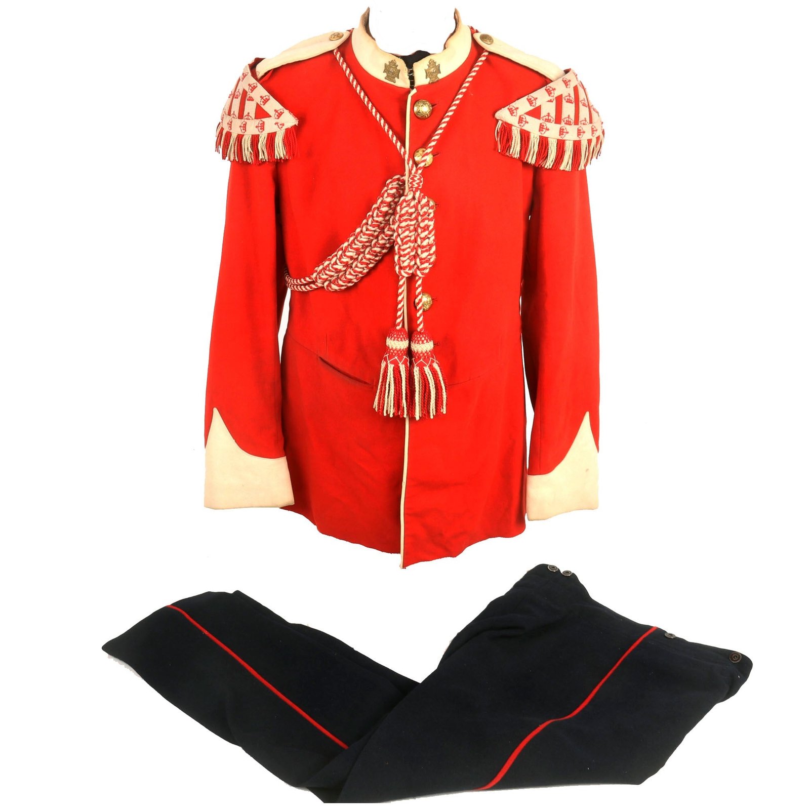 Buy Original Pre WWII Era Named Canadian Fusiliers Mont-Royal Bandsman Scarlet Uniform Set With Matching Trousers - “Corporal R. Goyer” | Original Firearms Antique For Sale
