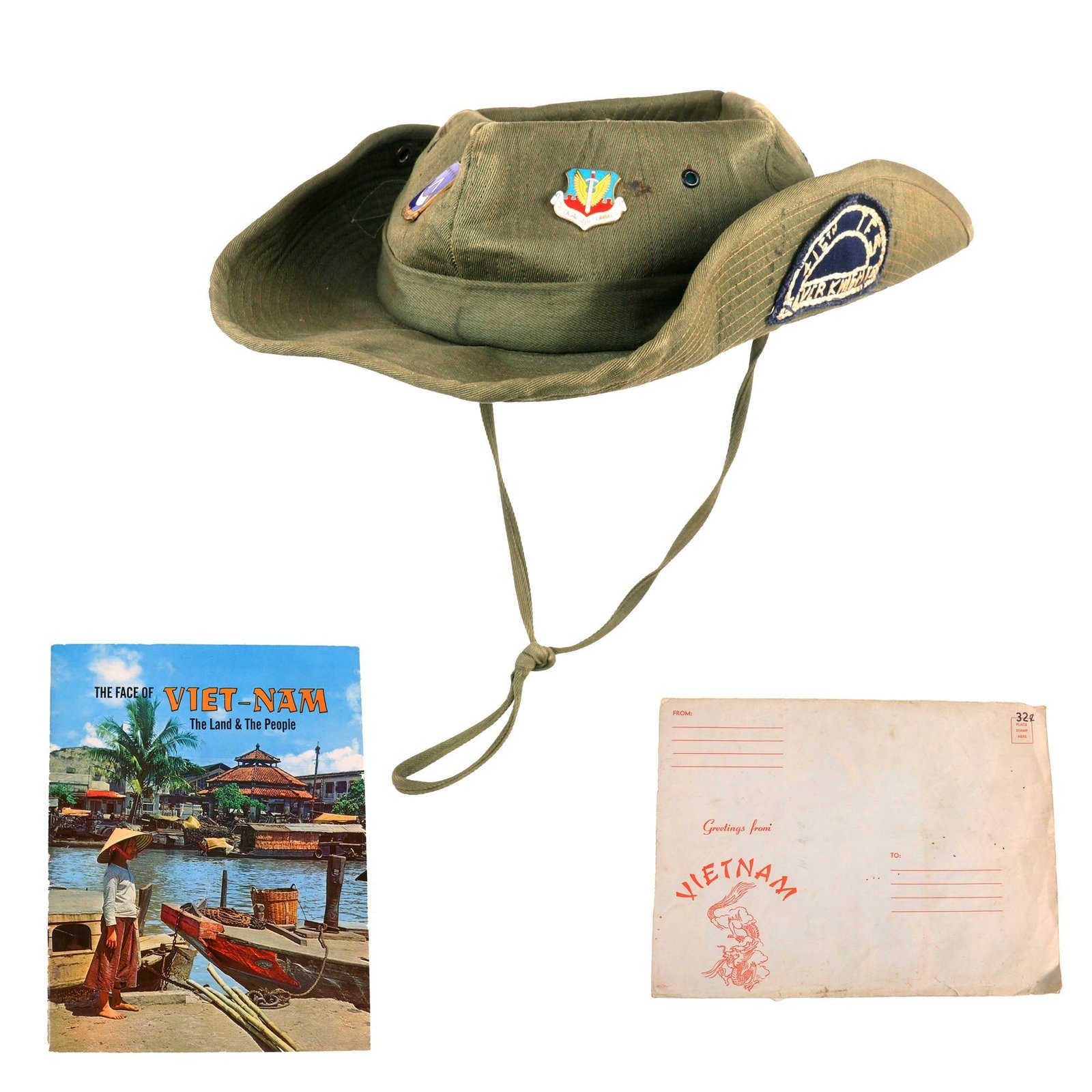 Buy Original U.S. Vietnam War 416th Tactical Fighter Squadron Boonie “Cowboy” with Incountry Made Insignia | Original Firearms Antique For Sale