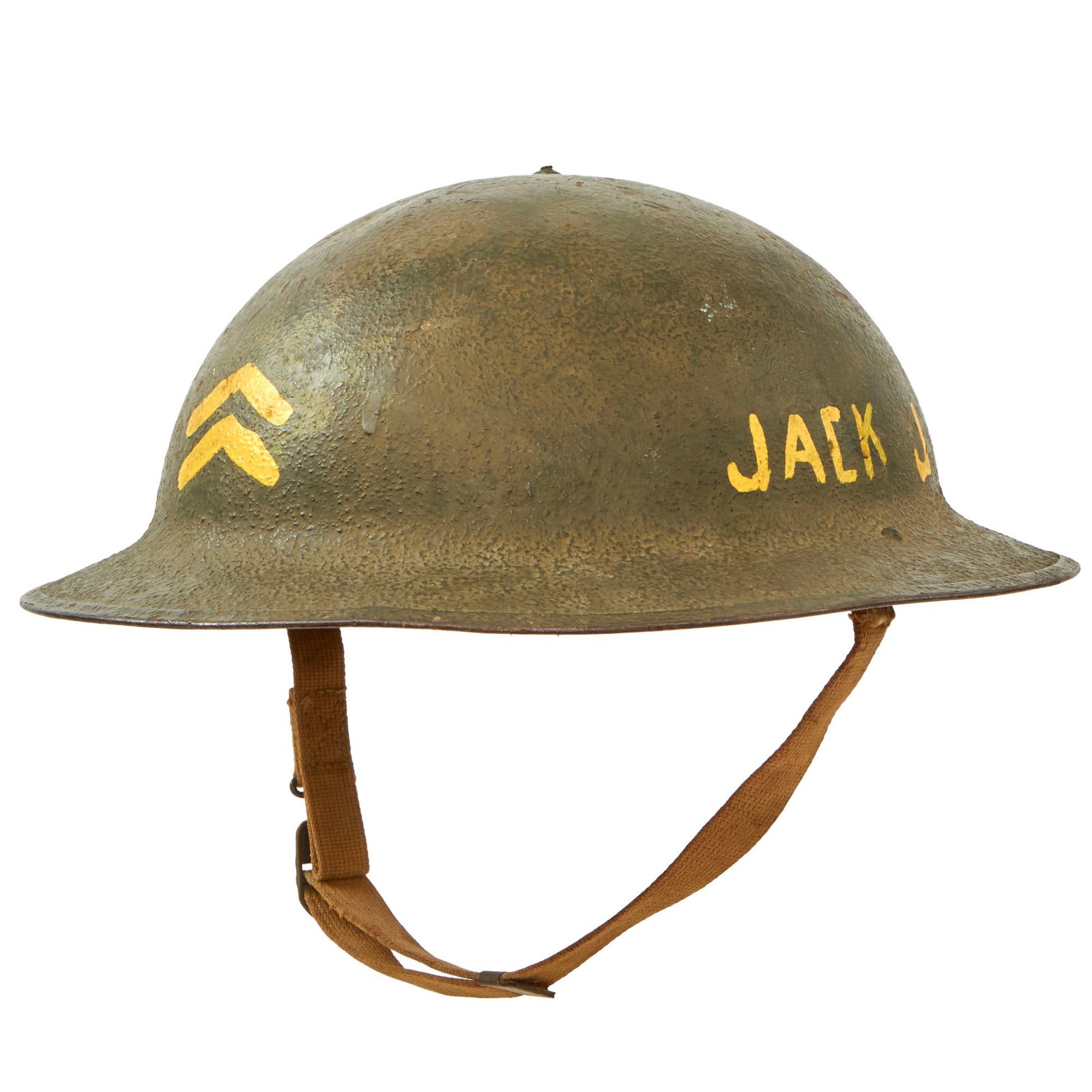 Buy Original U.S. WWII Named and Personalized M1917A1 Kelly Helmet with Textured Paint - Complete | Original Firearms Antique For Sale