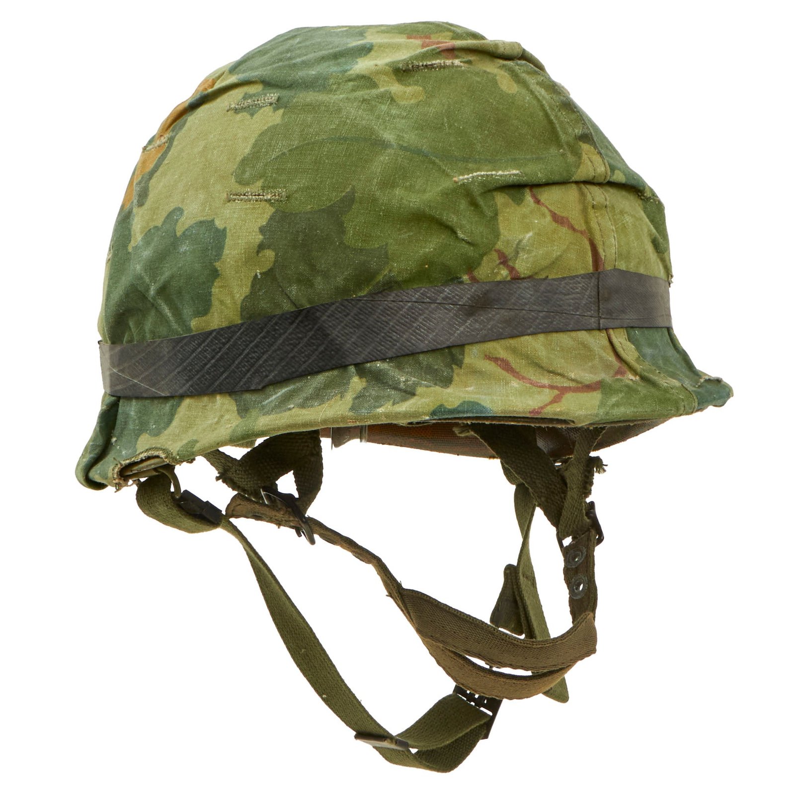 Buy Original U.S. Vietnam War Named M1-C Paratrooper Helmet with Reversible Camouflage Cover & M-151 "Mutt" Inner Tube Band - Complete | Original Firearms Antique For Sale