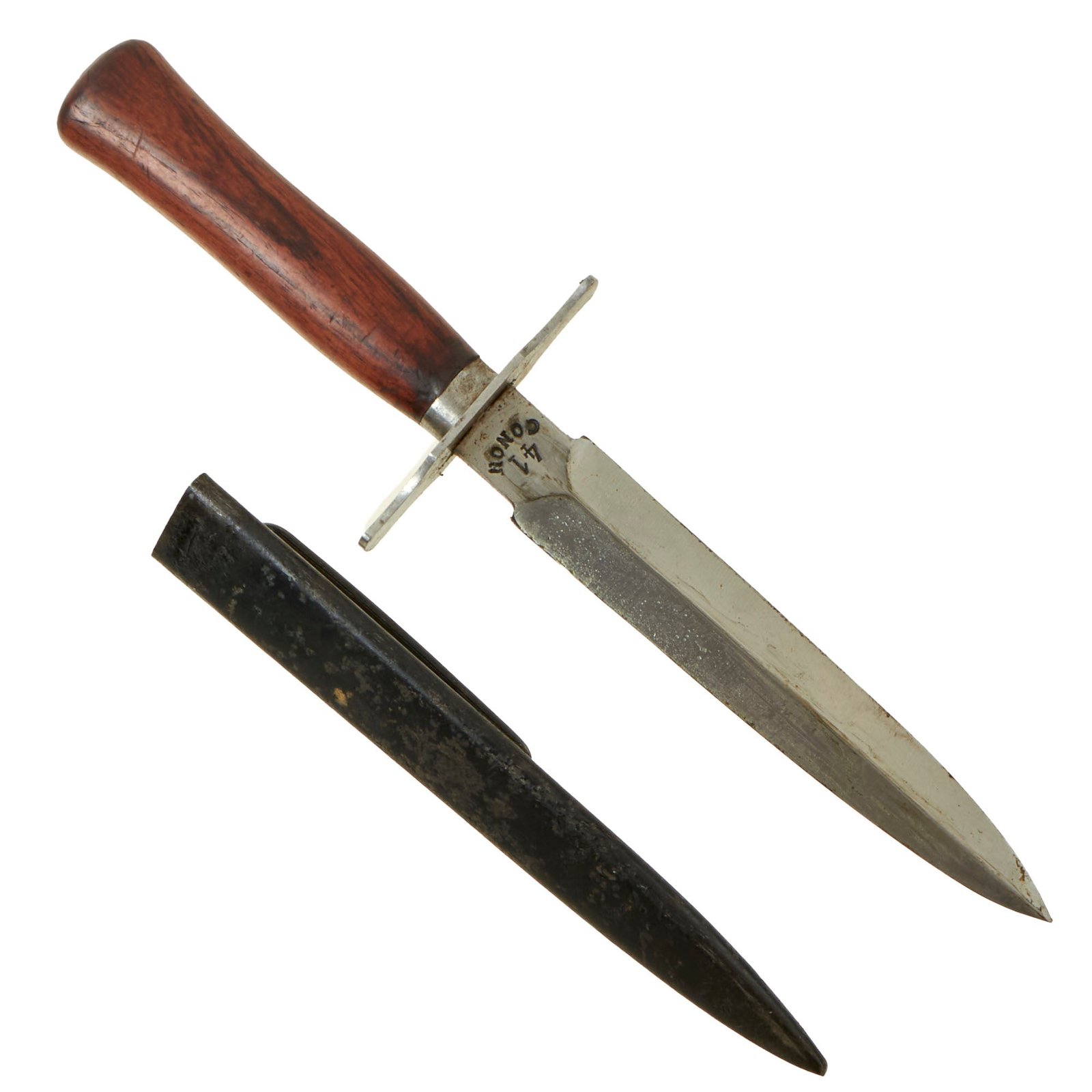 Buy Original French WWI M1916 Type 2 Fighting Knife by Gonon 41 with Scabbard - Le Vengeur de 1870 | Original Firearms Antique For Sale