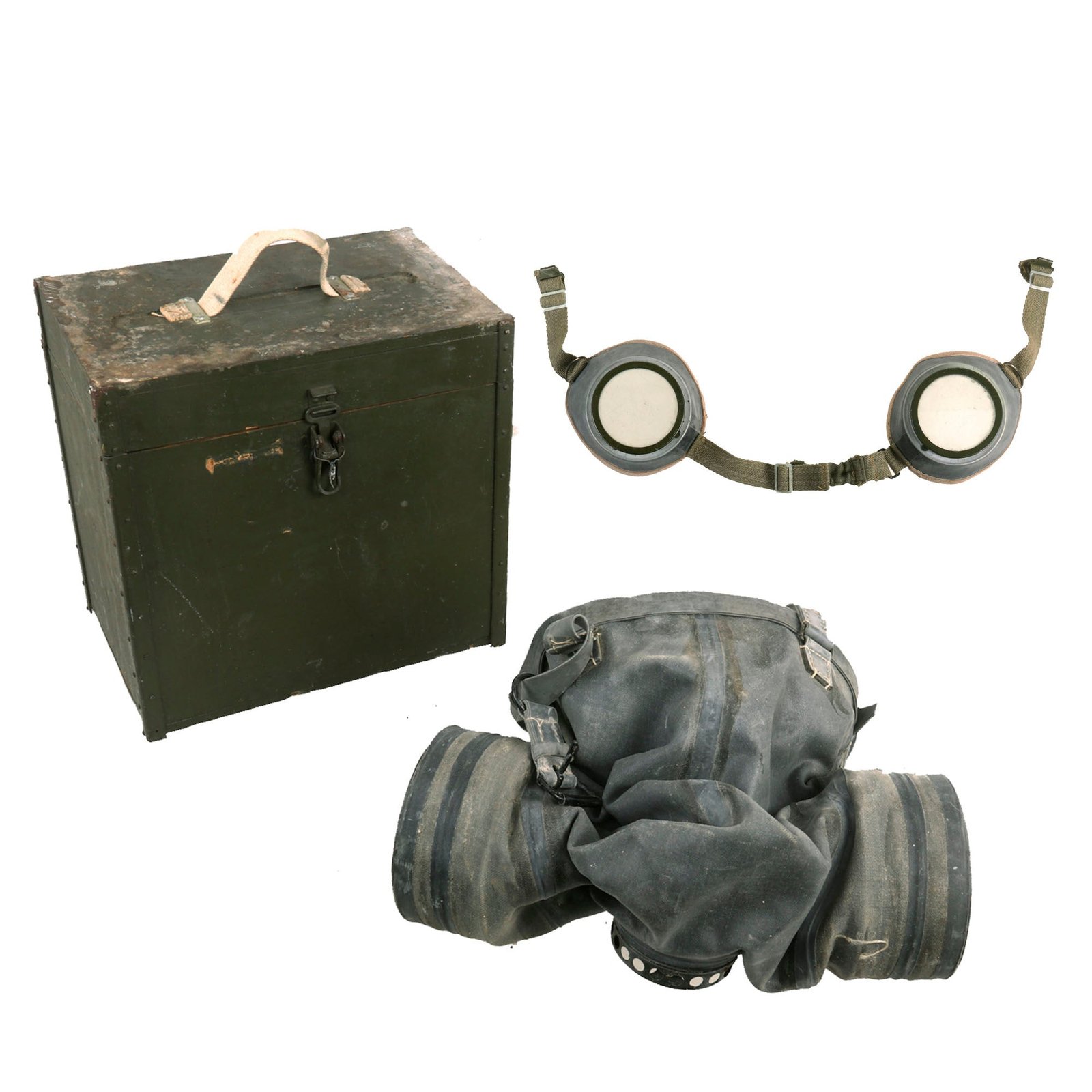 Buy Original Soviet Cold War Era Red Army Cavalry KSPM/КСПМ Horse Gas Mask With Goggles and Wood Transit Chest | Original Firearms Antique For Sale