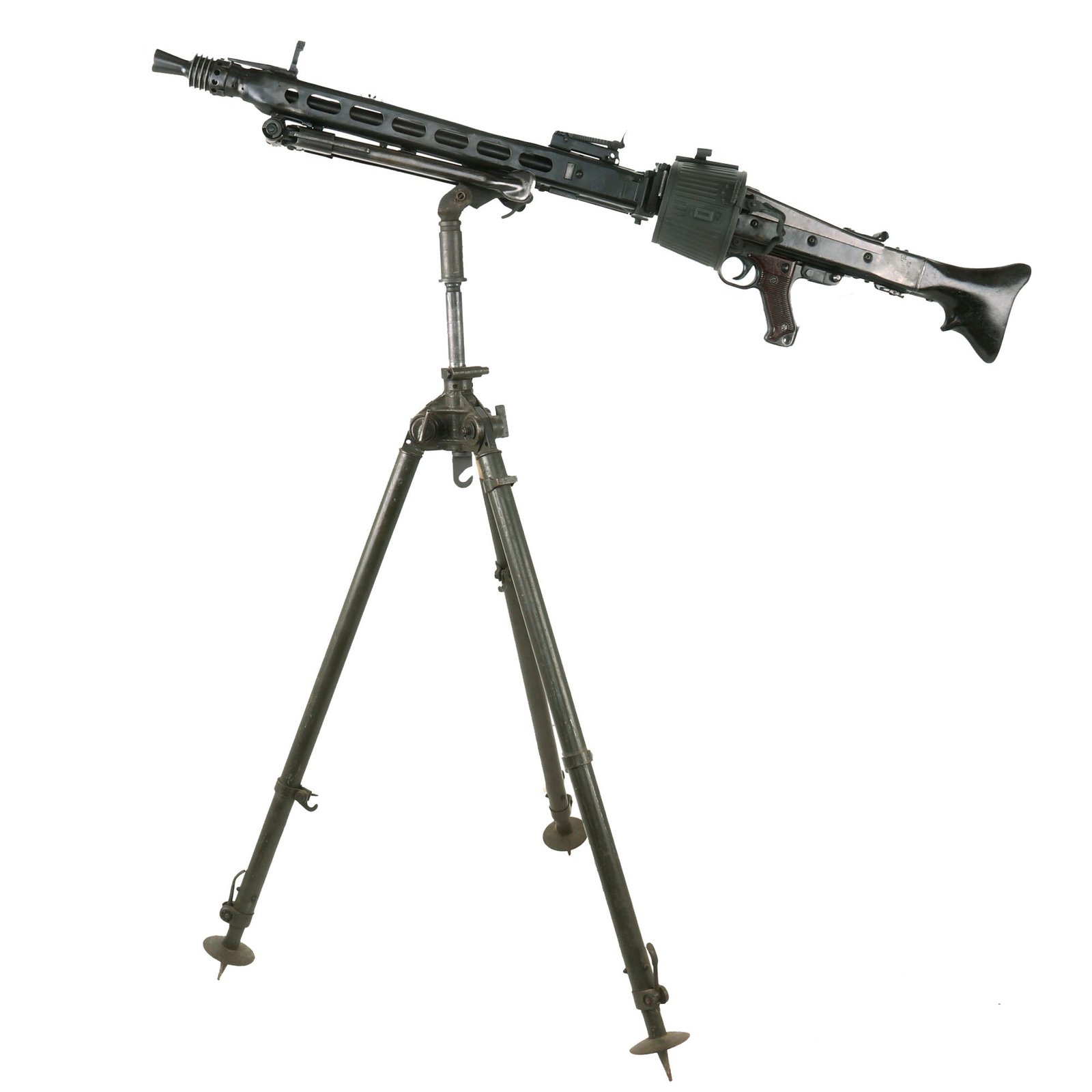 Buy Original German WWII MG 42 Display Machine Gun by Mauser with Bakelite Butt Stock, Post War MG3 A.A. Tripod & Belt Drum - made 1944-1945 | Original Firearms Antique For Sale
