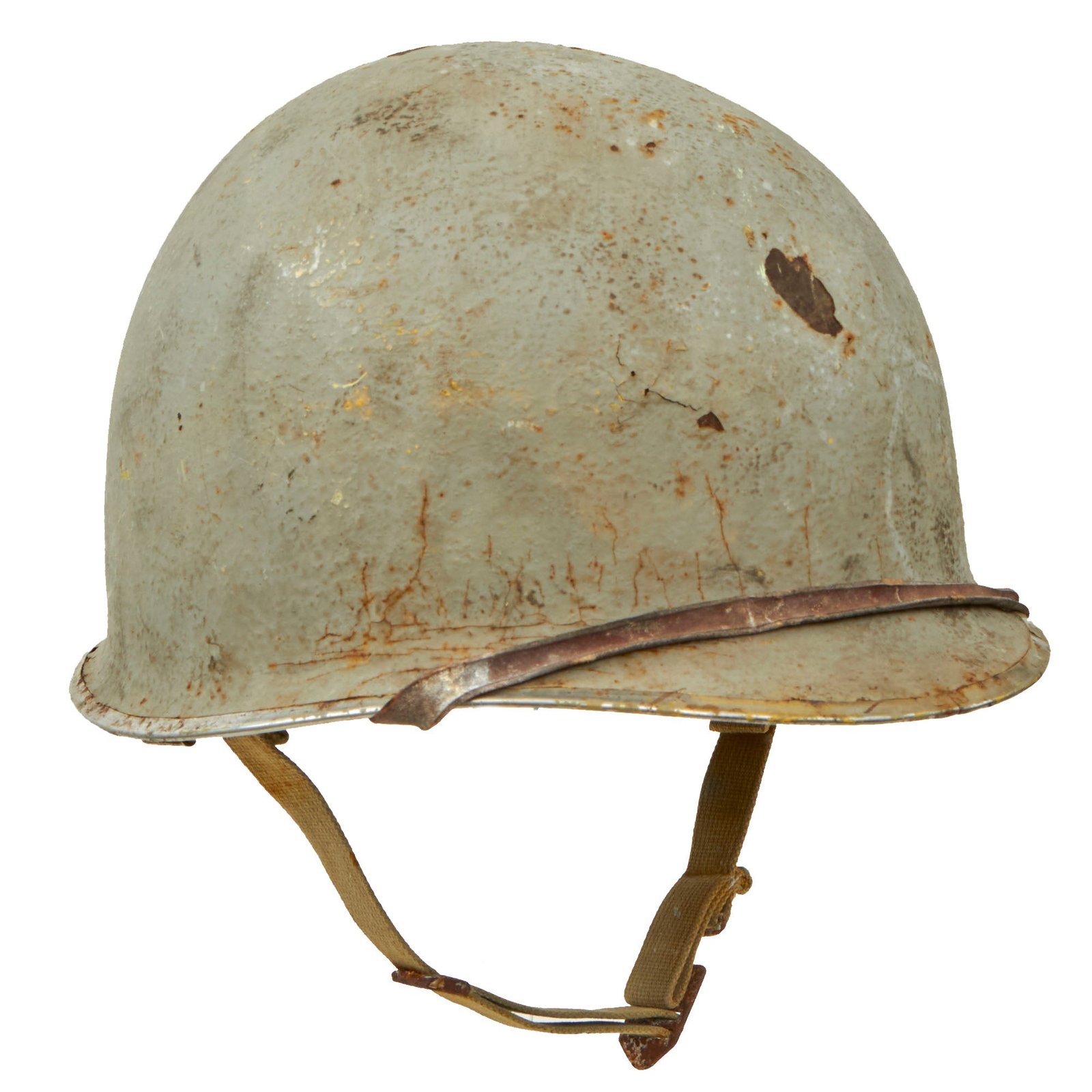 Buy Original U.S. WWII US Navy Untouched “Salty” McCord Front Seam Swivel Bale M1 Helmet with Westinghouse Liner - Original Period Applied Haze Gray Paint | Original Firearms Antique For Sale