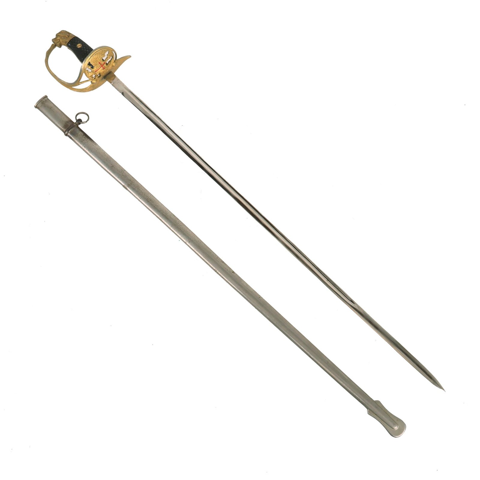 Buy Original Spanish Post WWII Era Spanish Army Officer’s Pattern 1953 Lionhead Dress Sword With Scabbard by Toledo | Original Firearms Antique For Sale