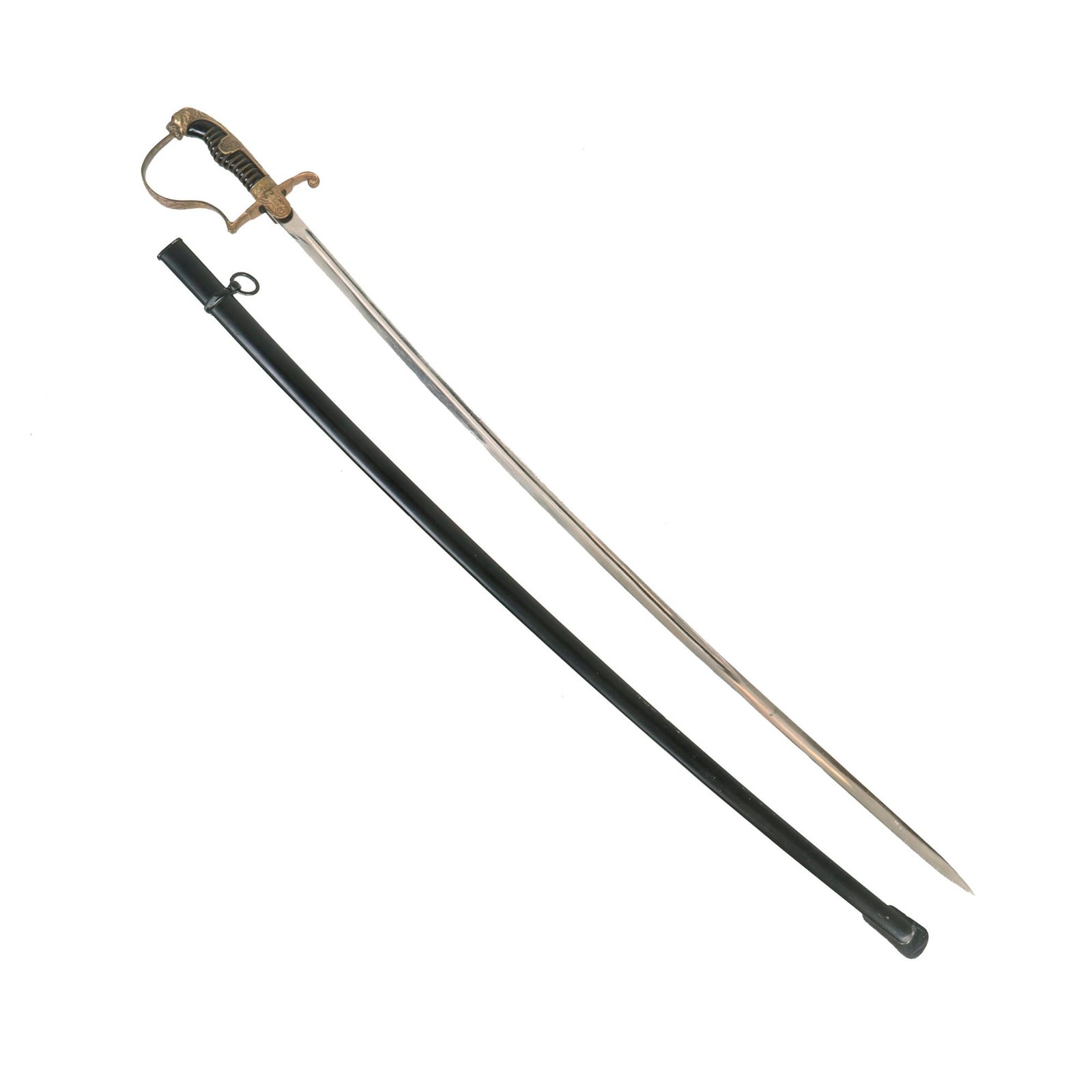 Buy Original German WWII Army Heer Officer's Lion Head Sword with Nickel-Plated Blade & Steel Scabbard | Original Firearms Antique For Sale
