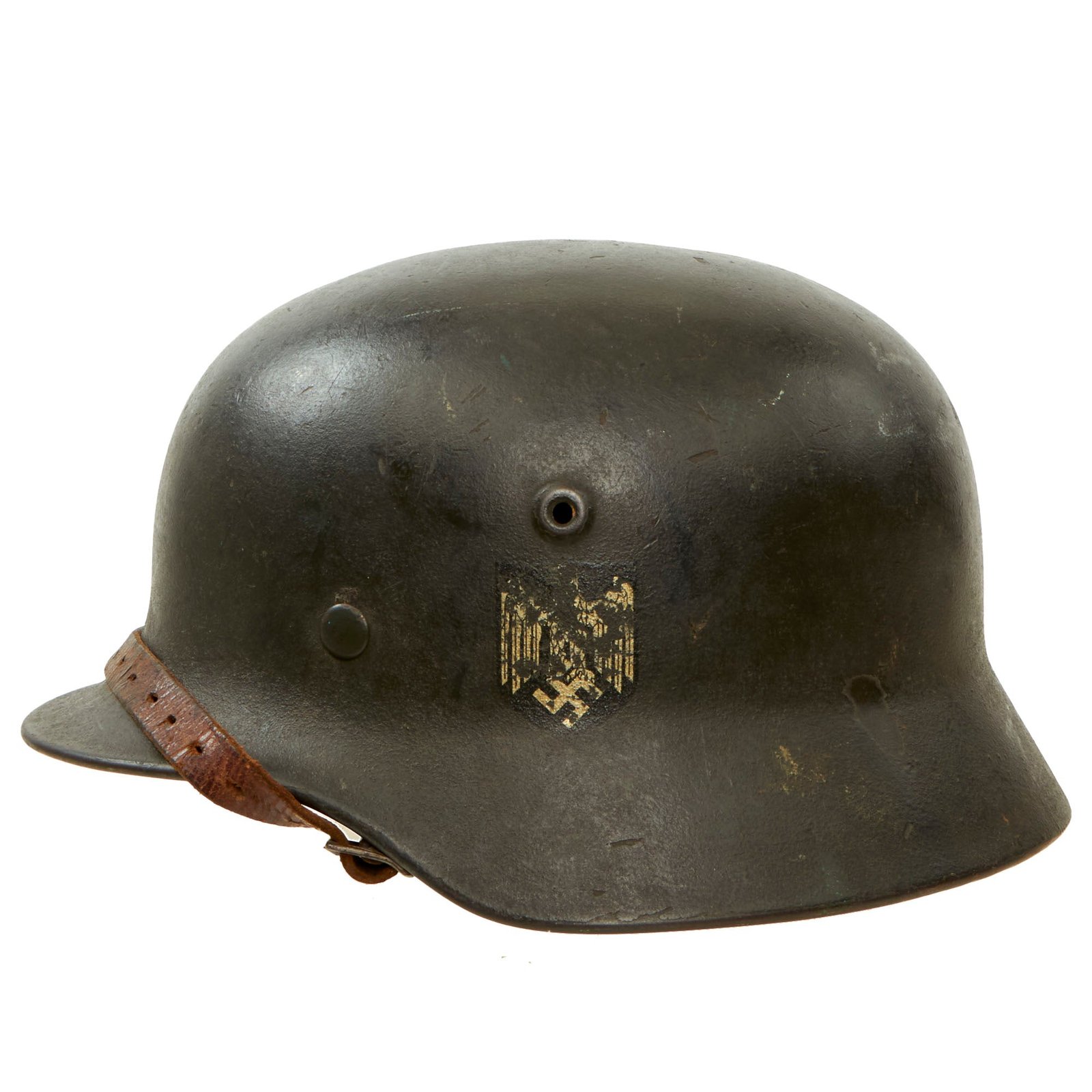 Buy Original German WWII Army Heer M40 Single Decal Steel Helmet with 58cm Liner and Chinstrap - Stamped Q66 | Original Firearms Antique For Sale