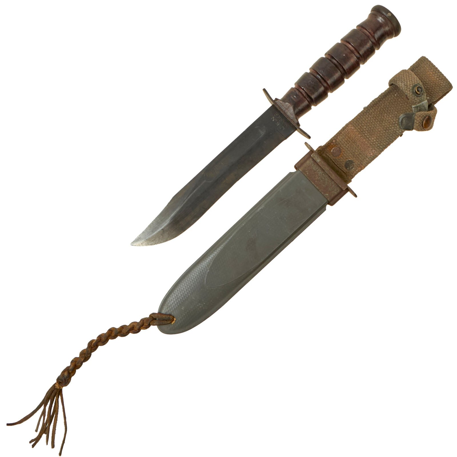 Buy Original U.S. WWII Unissued Pre-1944 USN Mark 2 KA-BAR Fighting Knife by CAMILLUS with USN MK2 Scabbard | Original Firearms Antique For Sale