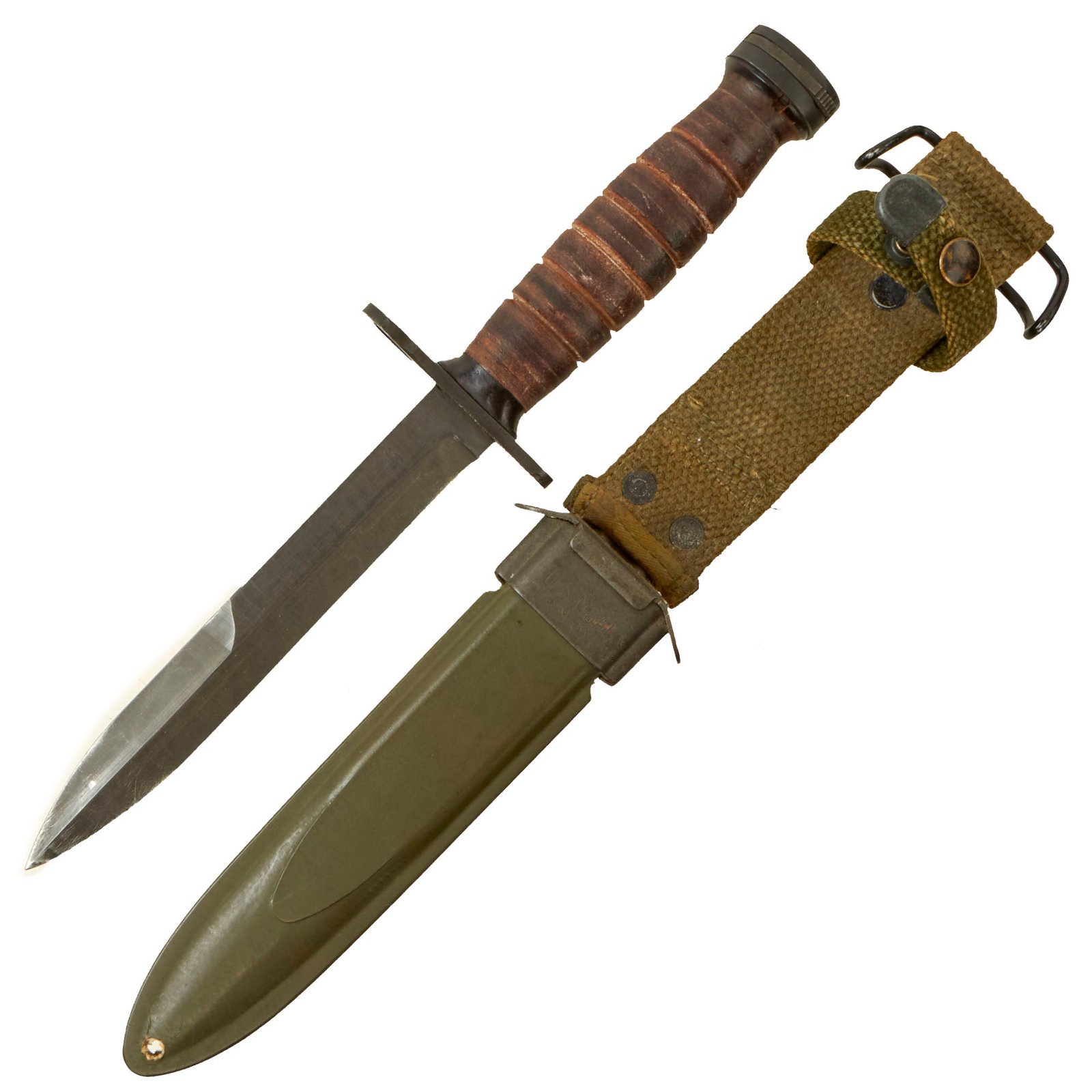 Buy Original U.S. WWII M4 Bayonet for the M1 Carbine by IMPERIAL with M8 Scabbard by B.M. Co | Original Firearms Antique For Sale