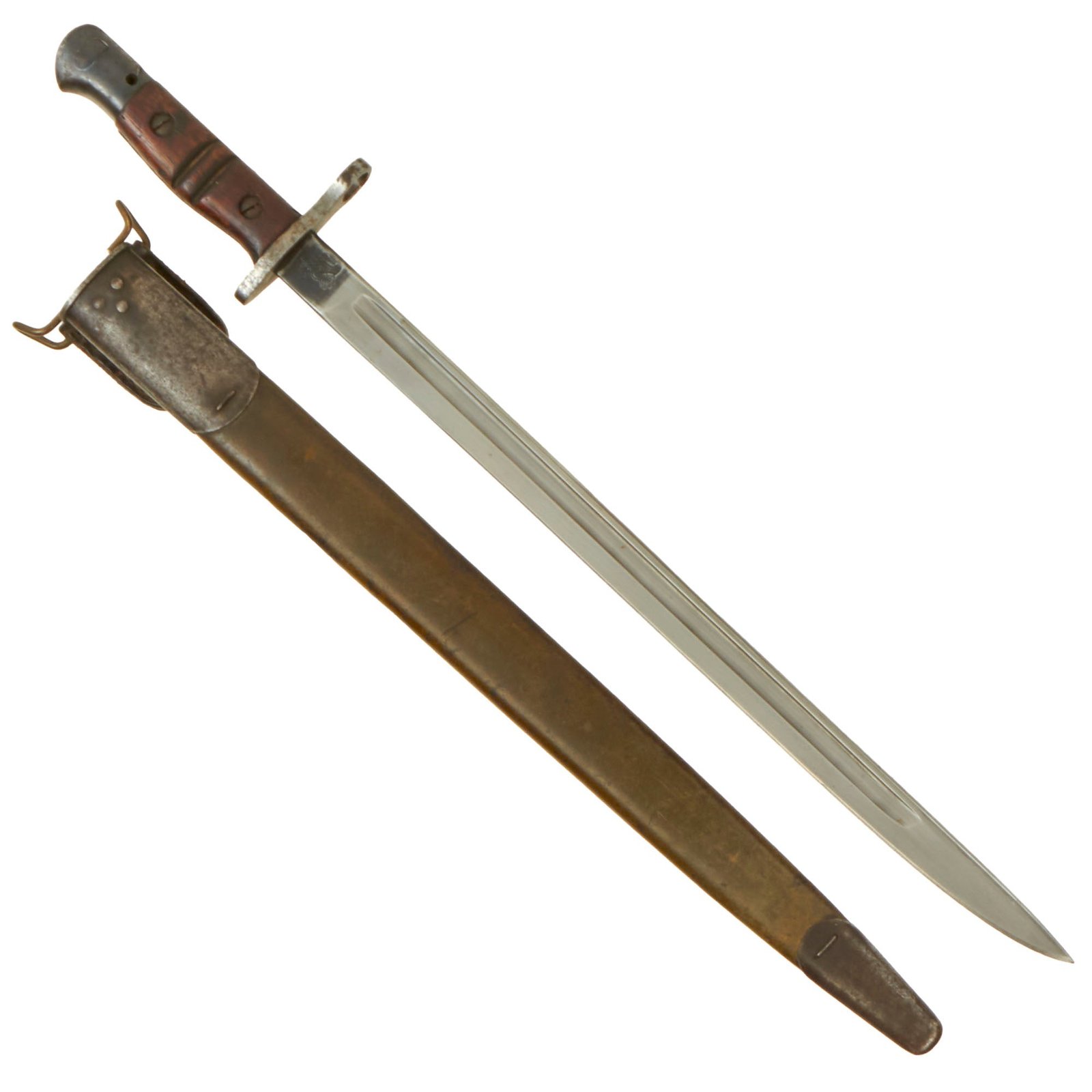 Buy Original U.S. WWI M1917 Enfield Rifle & Trench Gun Bayonet by Remington with Scarce First Pattern Maxim Patent Scabbard - Dated 1917 | Original Firearms Antique For Sale