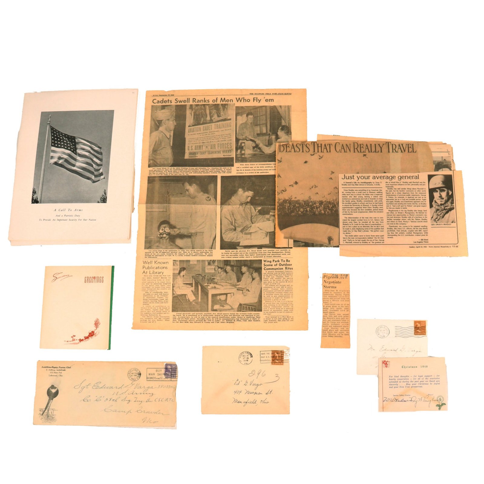 Buy Original U.S. WWII Extensive Pigeon Breeding Group Scrapbook with Patch & Currency Collection - Over 200 Photographs | Original Firearms Antique For Sale