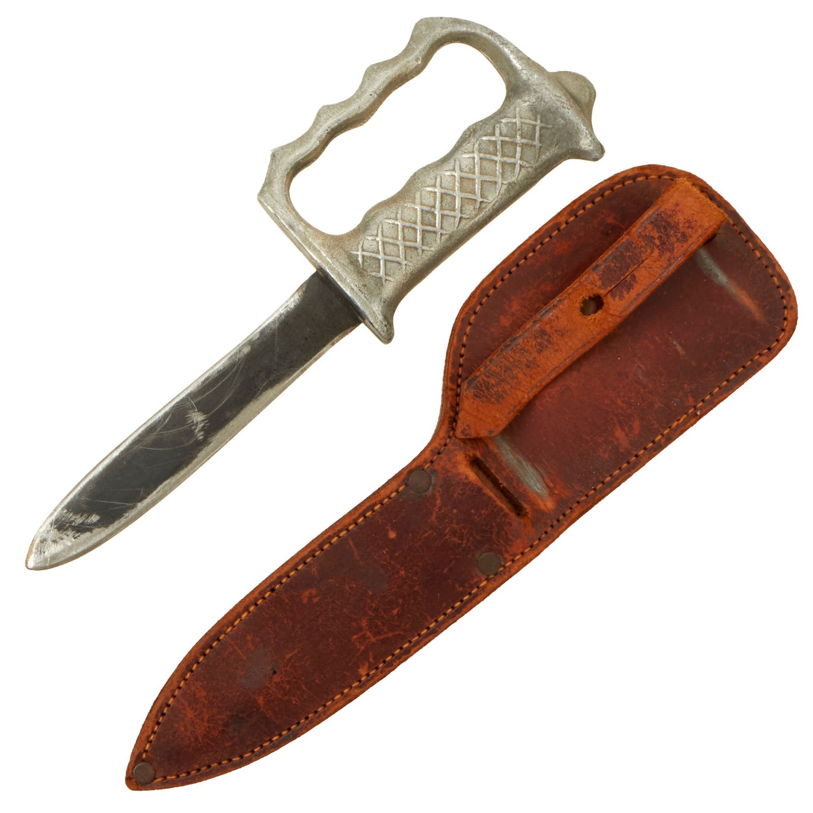 Buy Original Australian WWII New Zealand Unmarked Commando Fighting Knuckle Knife With Original Sheath | Original Firearms Antique For Sale