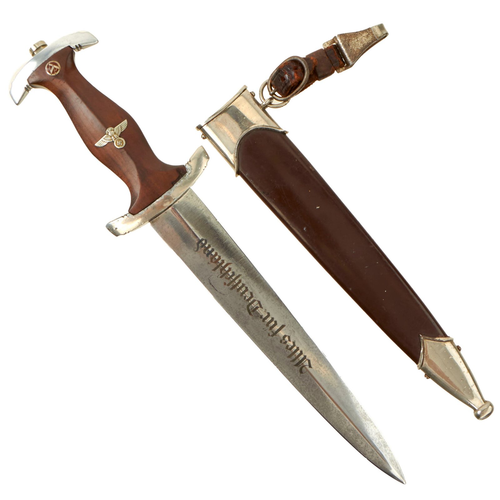 Buy Original German WWII SA Dagger by Rare Maker Karl Tiegel dated 1938 with Scabbard & Hanger - RZM M7/81/38 | Original Firearms Antique For Sale
