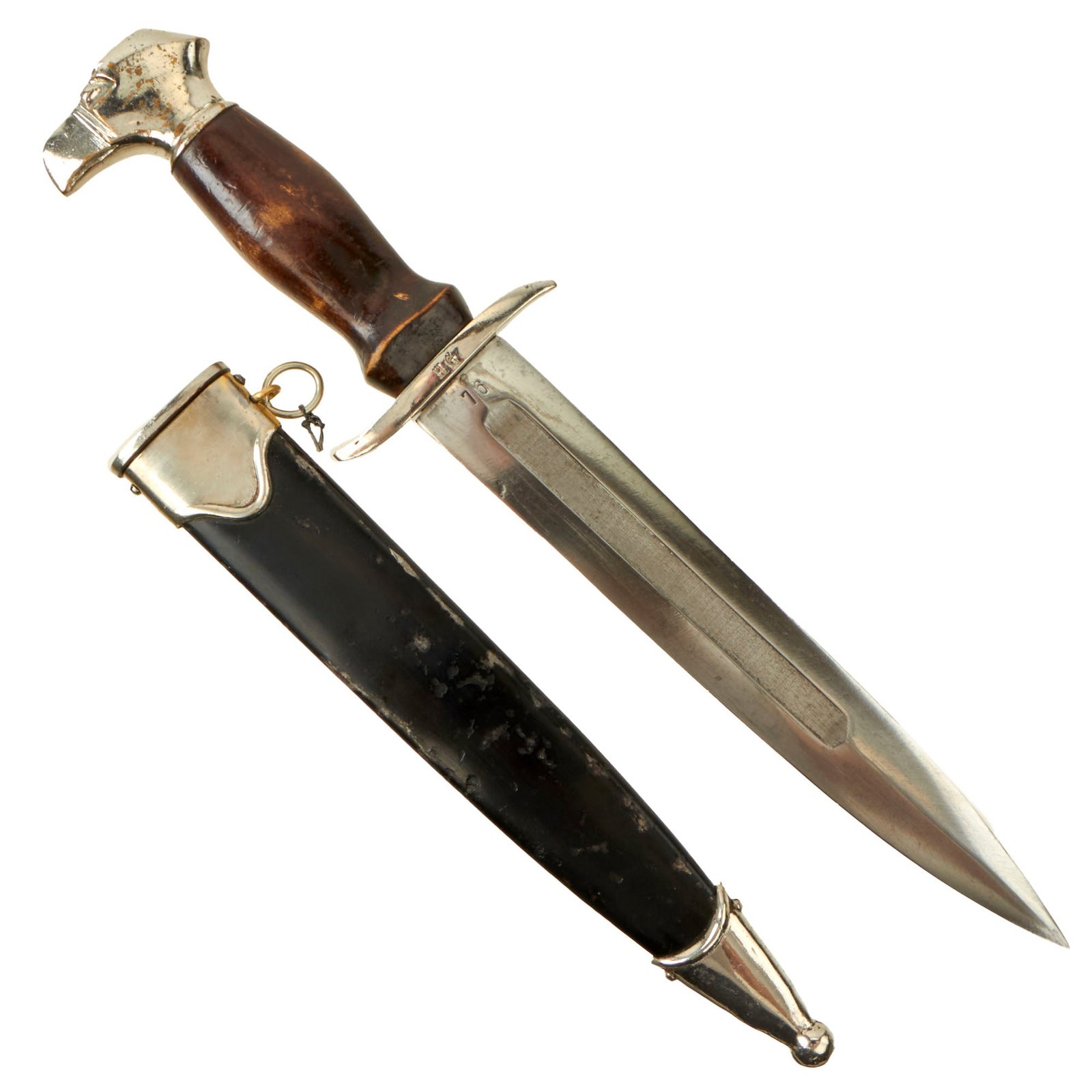 Buy Original Slovakian WWII Nickel Plated M39 Hlinka Guard Dagger with Scabbard - Slovak SS | Original Firearms Antique For Sale