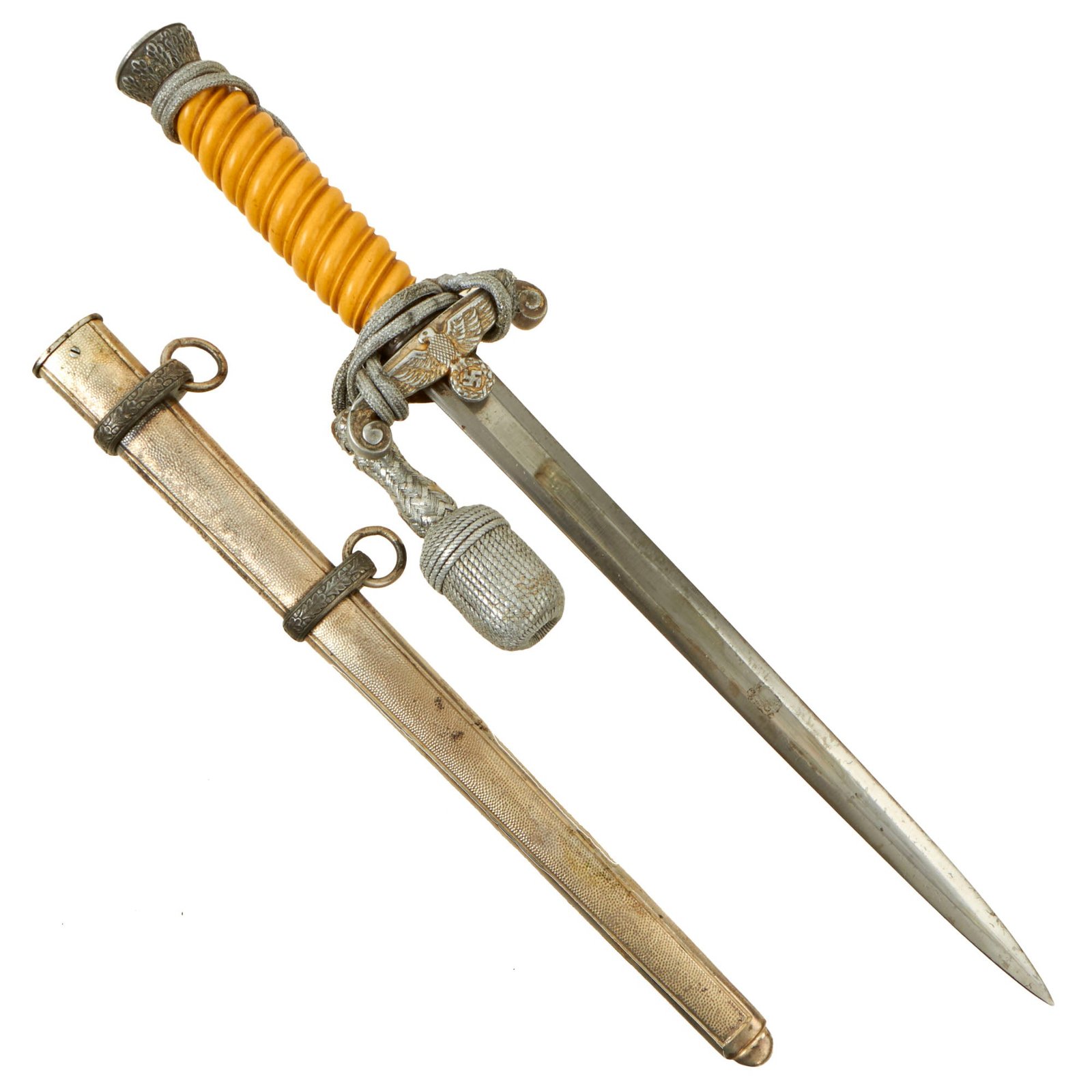 Buy Original German WWII Army Heer Officer Dagger with Scabbard and Portepee - Unmarked Blade | Original Firearms Antique For Sale