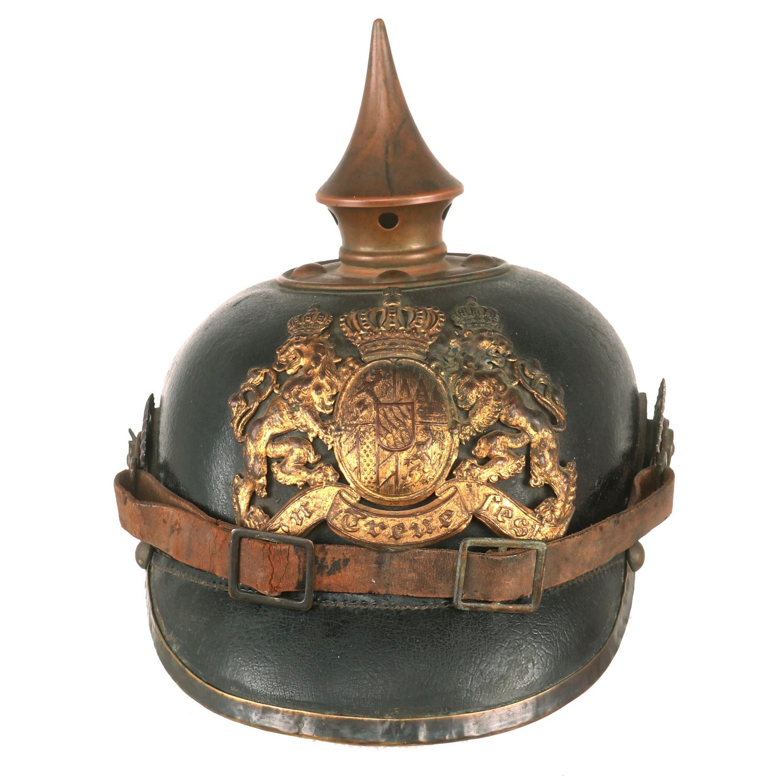 Buy Original Imperial German WWI Bavarian EM/NCO M1895 Pickelhaube Spiked Helmet with Original Chinstrap & Cockades | Original Firearms Antique For Sale