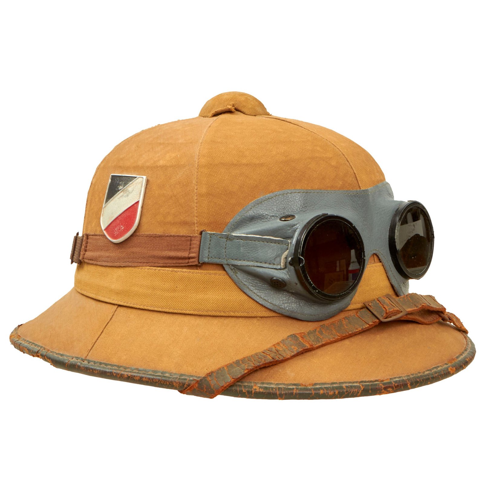 Buy Original German WWII 1941 Dated First Model DAK Afrikakorps Sun Helmet with Ultrasin Goggles - Size 57 | Original Firearms Antique For Sale