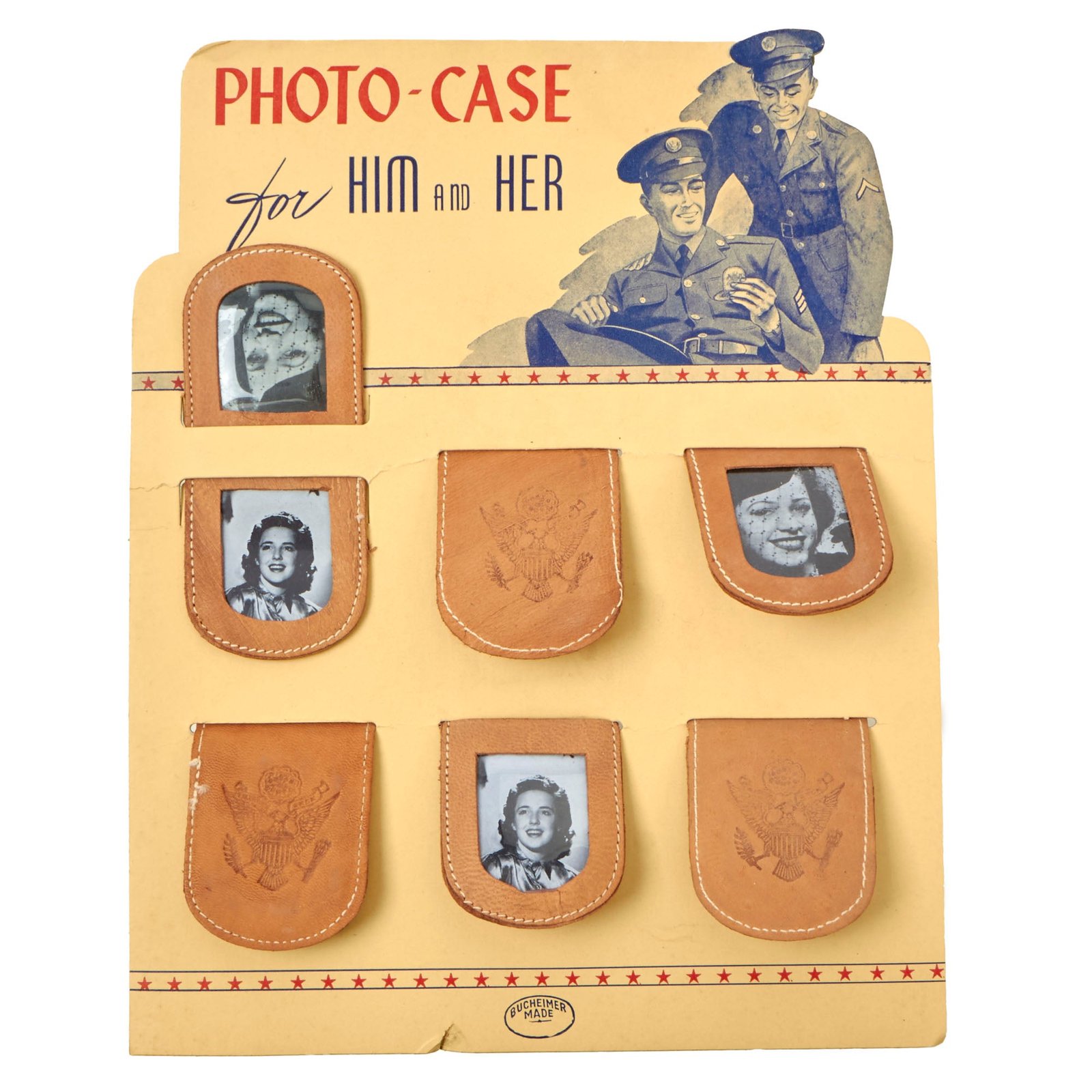 Buy Original U.S. WWII Homefront GI Pocket Picture Frames with Patriotic Motif on Original PX Display - Rare | Original Firearms Antique For Sale