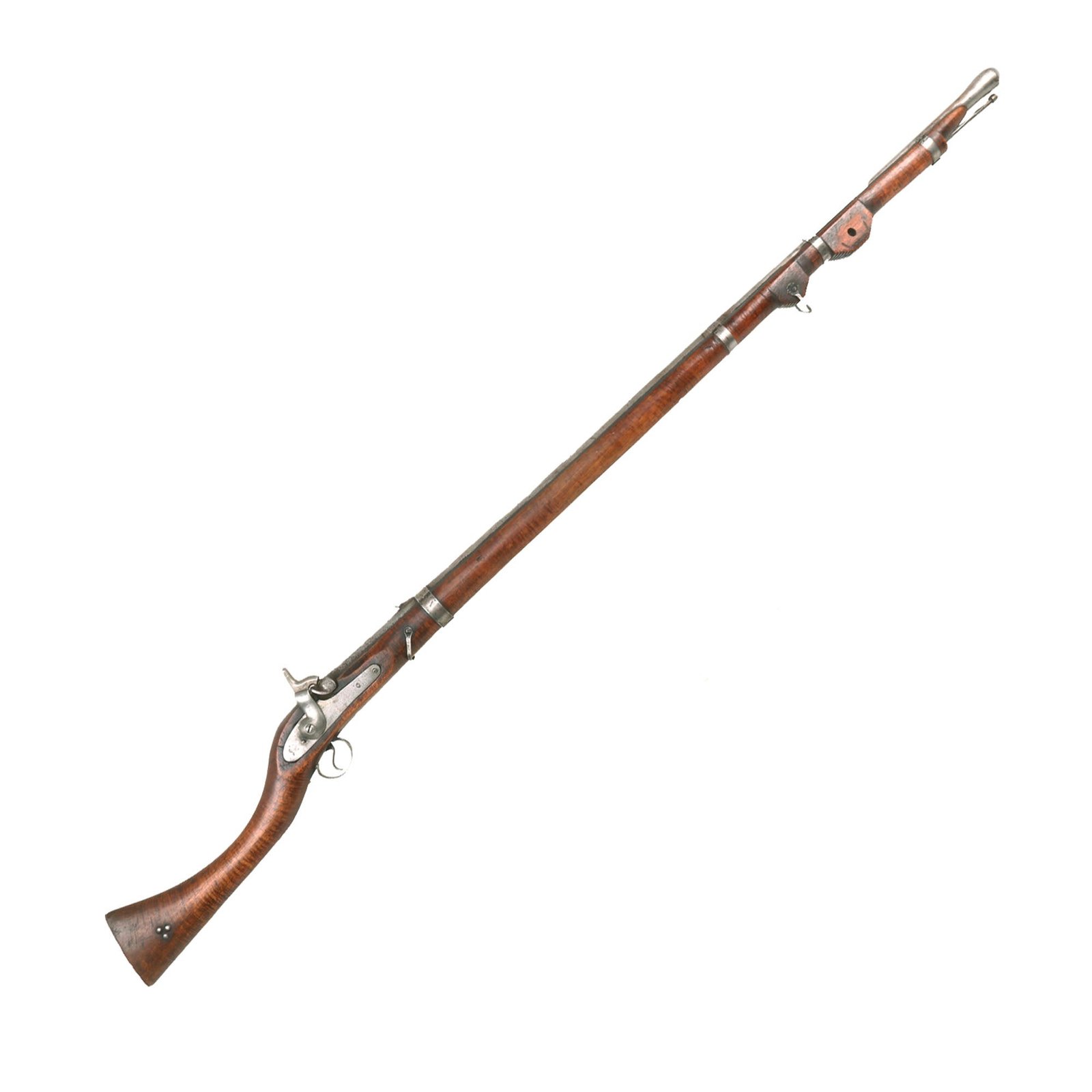 Buy Original Early 19th Century North African Jezail Rifle with British Style Percussion Lock and Heavy Figured Stock with Swivel Yoke Fitting - circa 1850 | Original Firearms Antique For Sale
