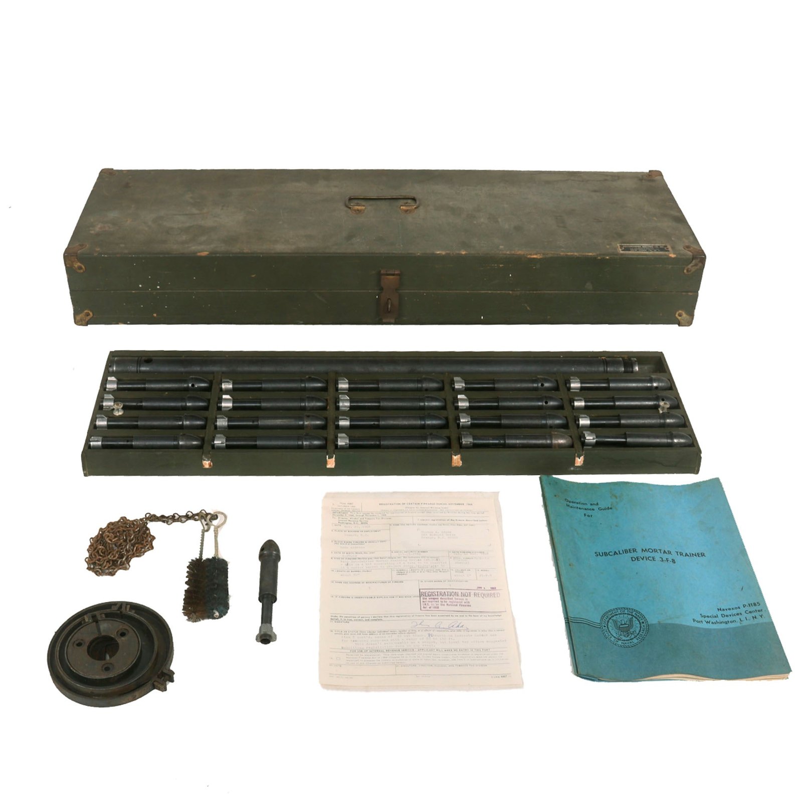 Buy Original U.S. WWII type Subcaliber .22cal Mortar Trainer Device 3-F-8 for 60mm, 81mm and 4.2 Inch Mortars with Manual & Amnesty Paperwork - Serial 1123 | Original Firearms Antique For Sale