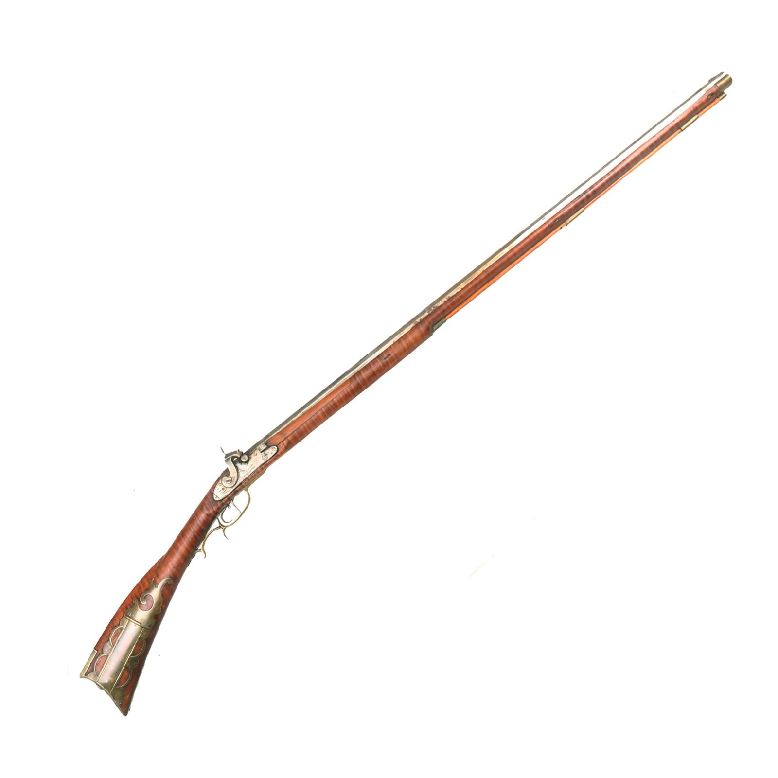 Buy Original U.S. Lancaster Pennsylvania Style Percussion Rifle with Flame Maple Stock and Set Trigger - Circa 1845 | Original Firearms Antique For Sale