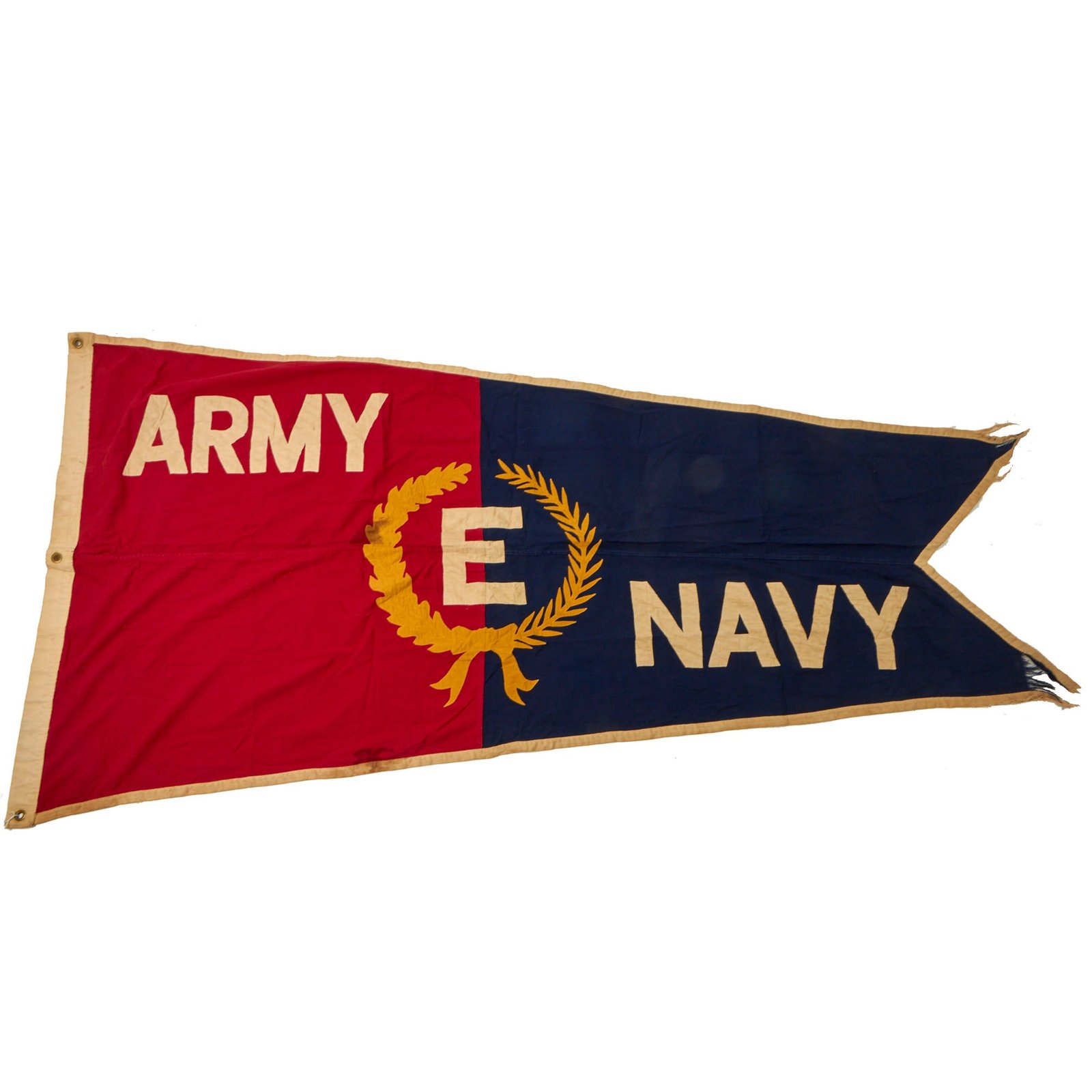 Buy Original U.S. WWII Homefront Army Navy “E” Excellence in Production Award Pennant Flag For Factory War Production - 47 x 92” | Original Firearms Antique For Sale