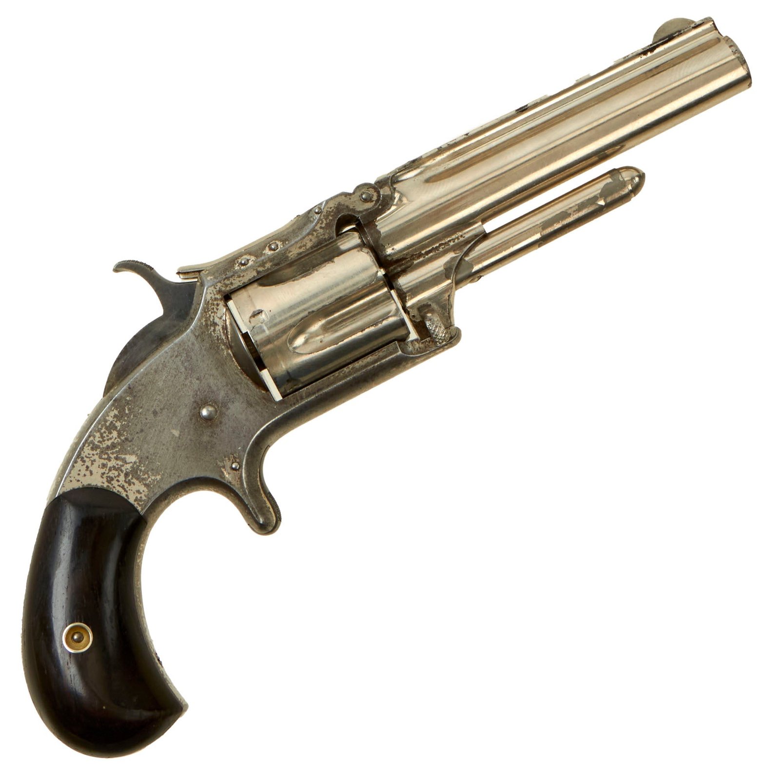 Buy Original U.S. Antique Smith & Wesson Nickel Plated Model 1 ½ 2nd Issue Revolver in .32 Rimfire - Matching Serial 112523 | Original Firearms Antique For Sale