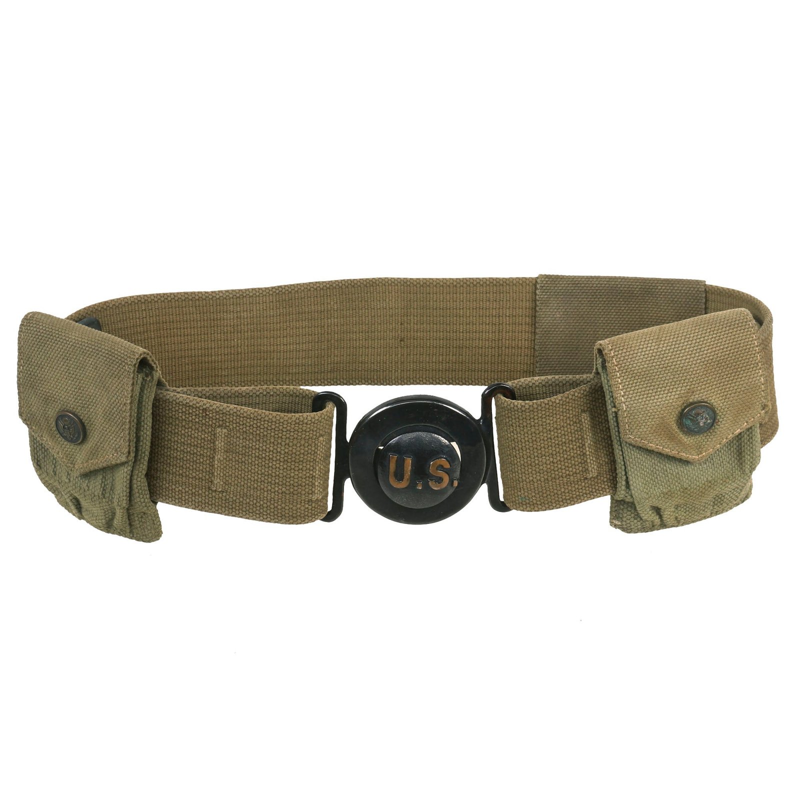 Buy Original U.S. WWI M1910 Garrison Belt with Eagle Snap Cartridge Pouches & Bayonet Hanger | Original Firearms Antique For Sale