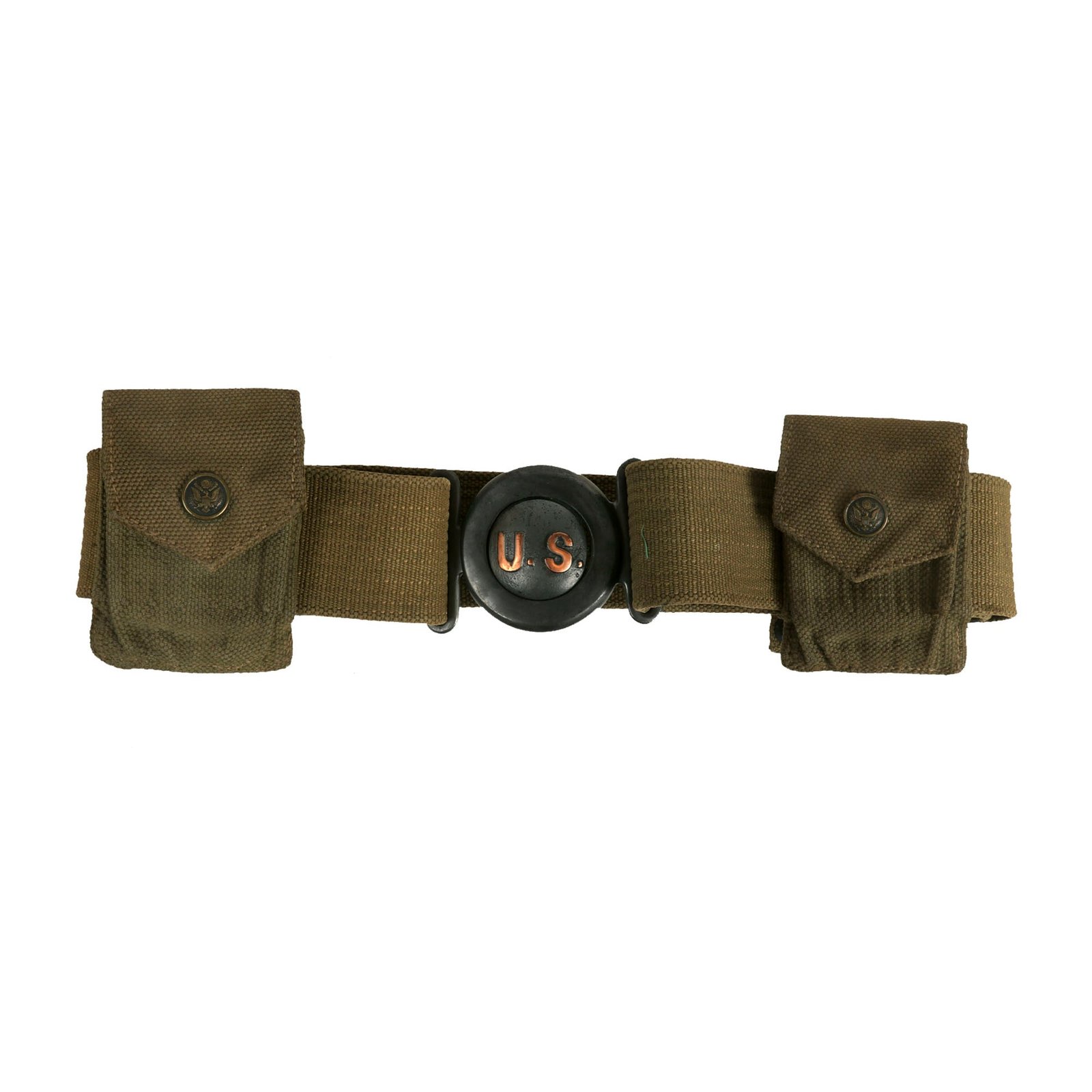 Buy Original U.S. WWI M1910 Unit Marked Garrison Belt with Eagle Snap Cartridge Pouches & Bayonet Hanger - 3rd Infantry Regiment | Original Firearms Antique For Sale