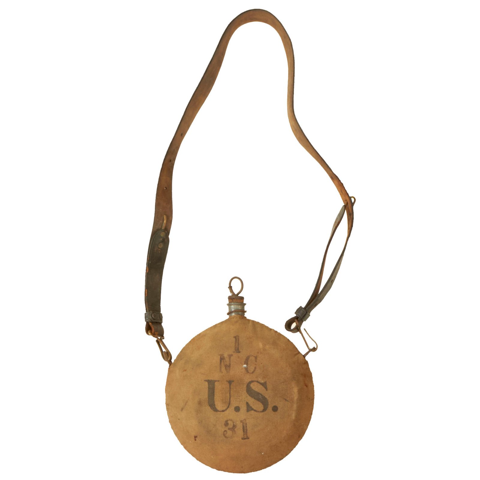 Buy Original U.S. Civil War M1858 Bullseye Canteen Converted to M1878 & Unit Marked to 1st North Carolina Infantry | Original Firearms Antique For Sale