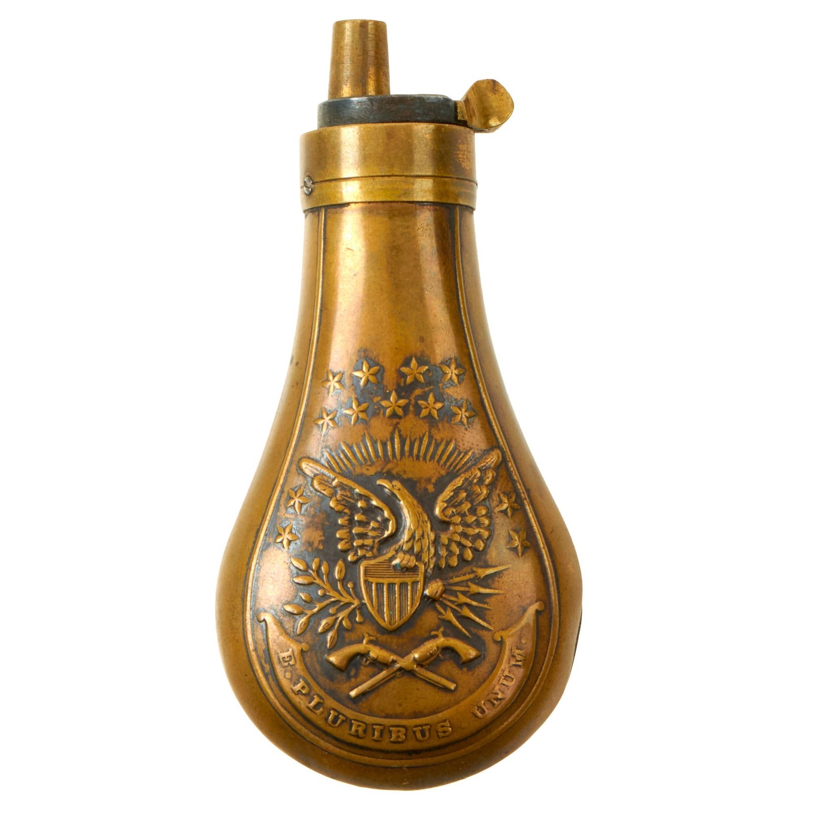 Buy Original U.S. Civil War Union .31 Caliber Colt Pocket Revolver Powder Flask | Original Firearms Antique For Sale