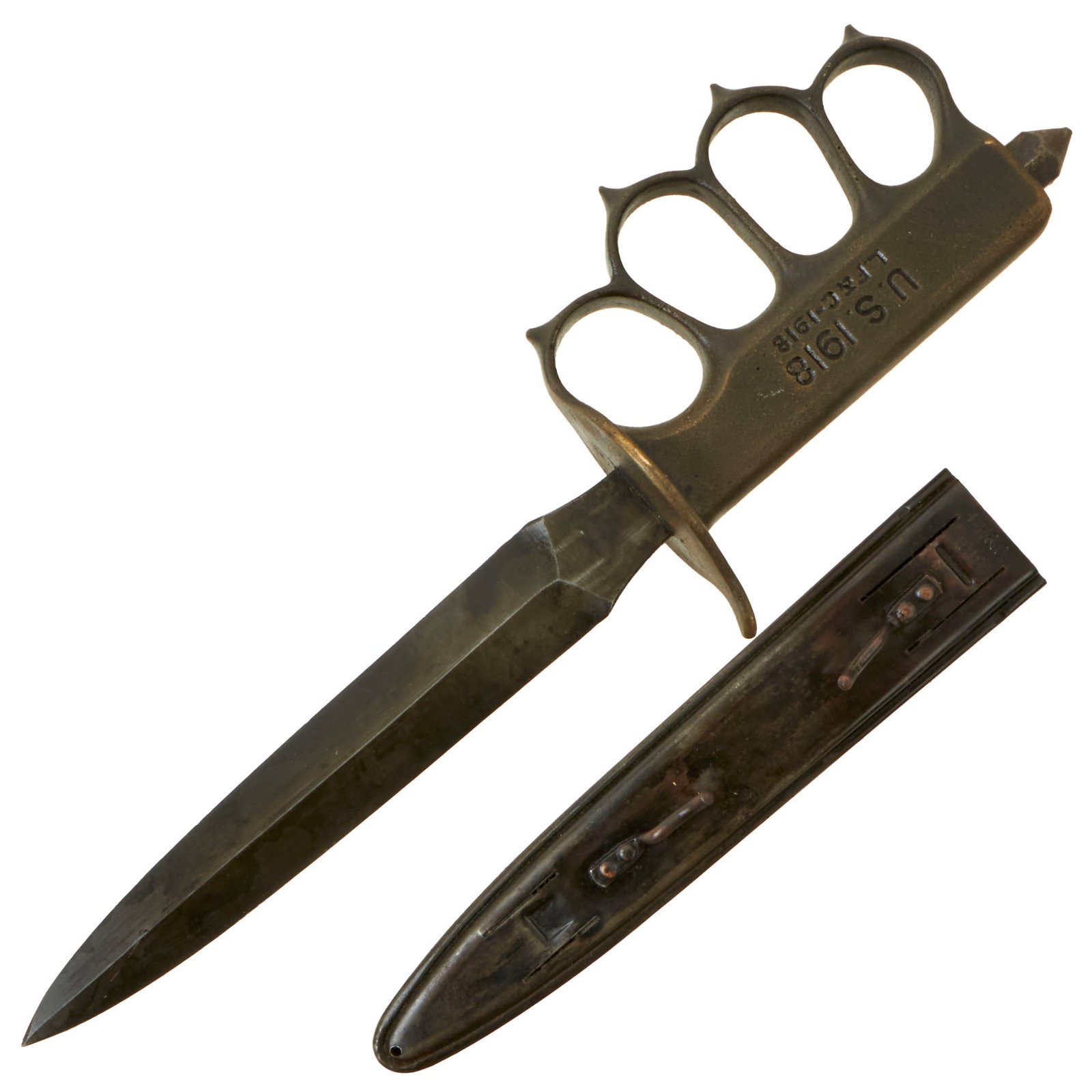 Buy Original U.S. WWI Model 1918 Mark I Trench Knife by L. F. & C. with Matching Steel Scabbard | Original Firearms Antique For Sale