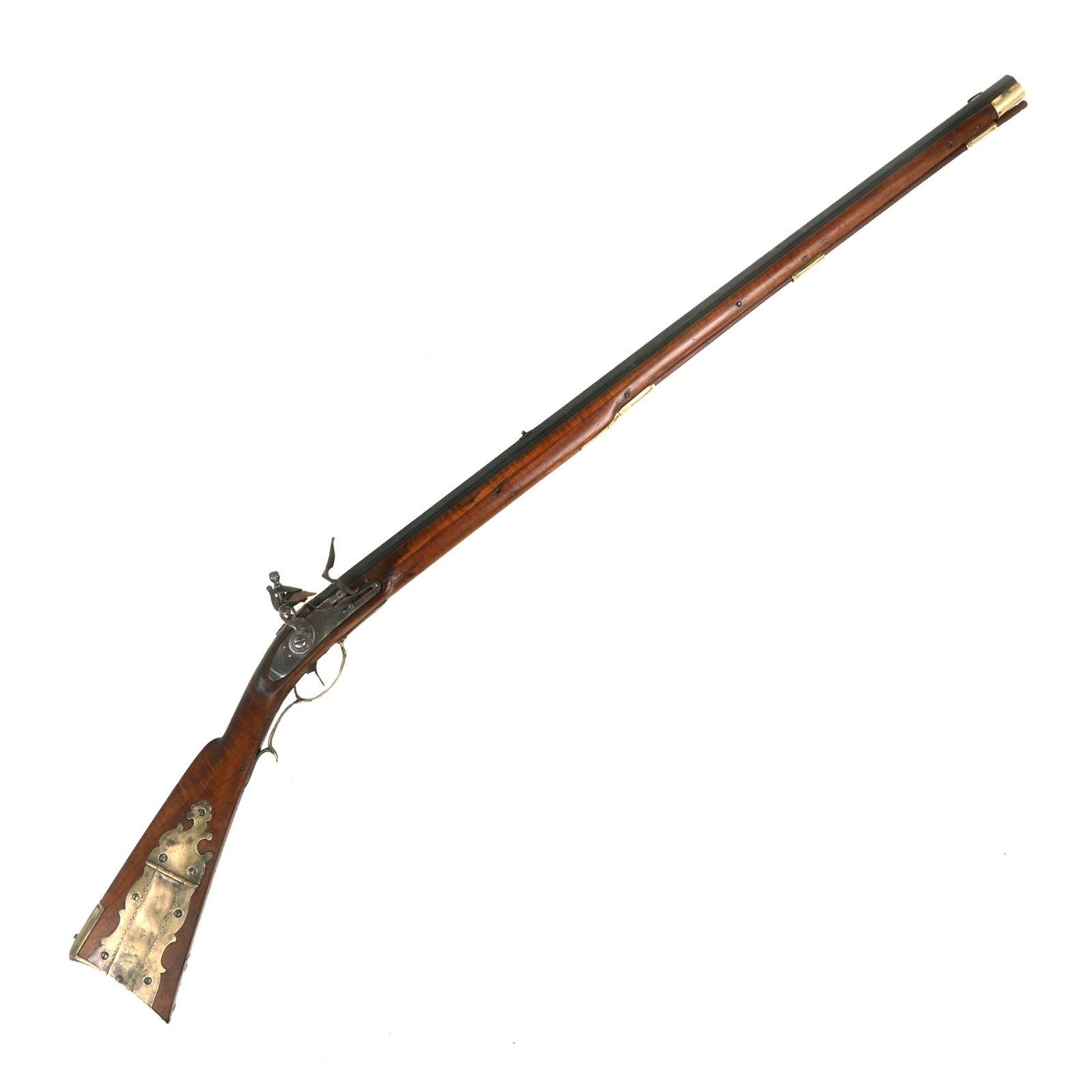 Buy Original U.S. Pennsylvania Flintlock Rifle with Flame Maple Stock and Trade Lock by Richard Ashmore of Lancaster - Circa 1830 | Original Firearms Antique For Sale