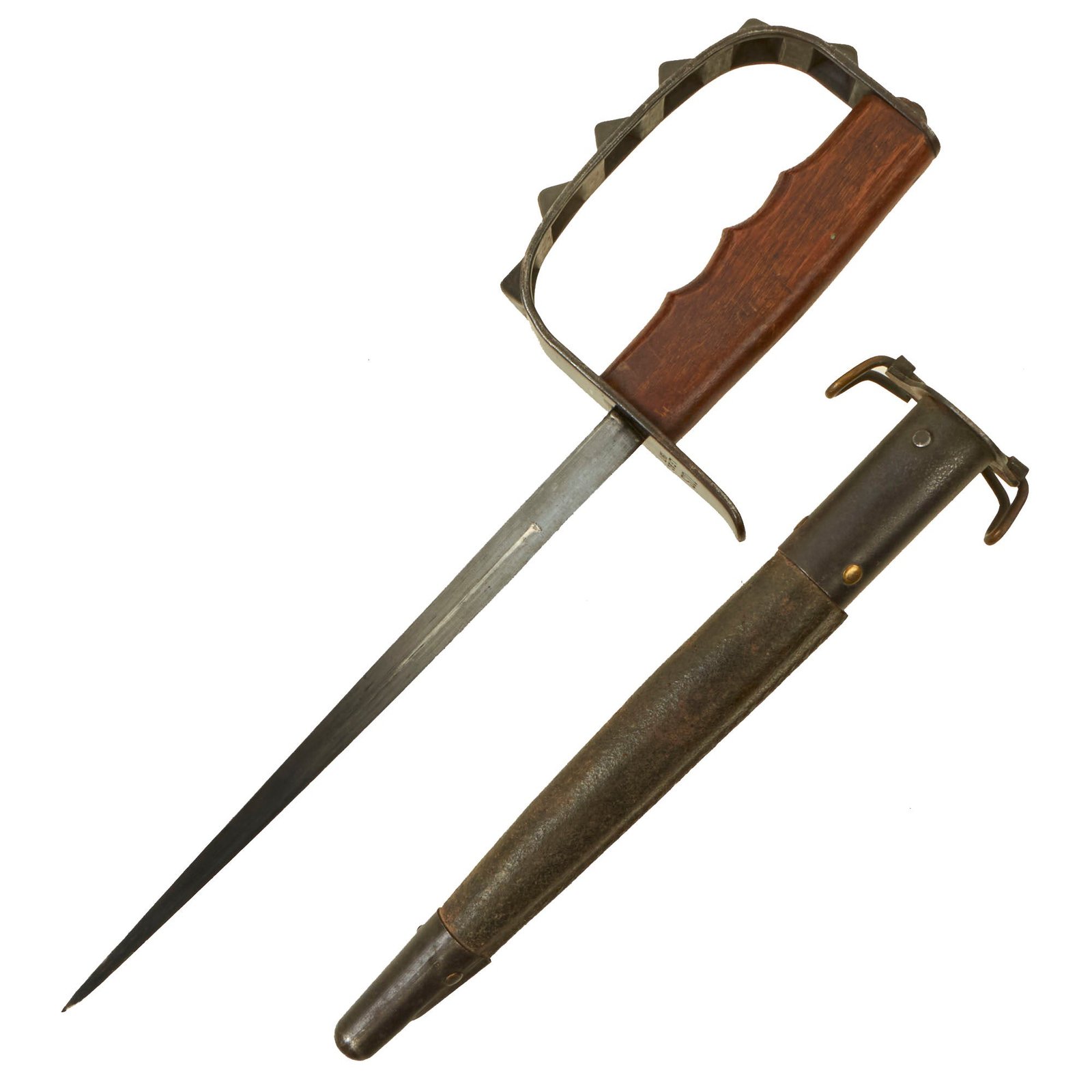 Buy Original U.S. WWI M1917 Knuckle Duster Trench Knife with Original Scabbard | Original Firearms Antique For Sale