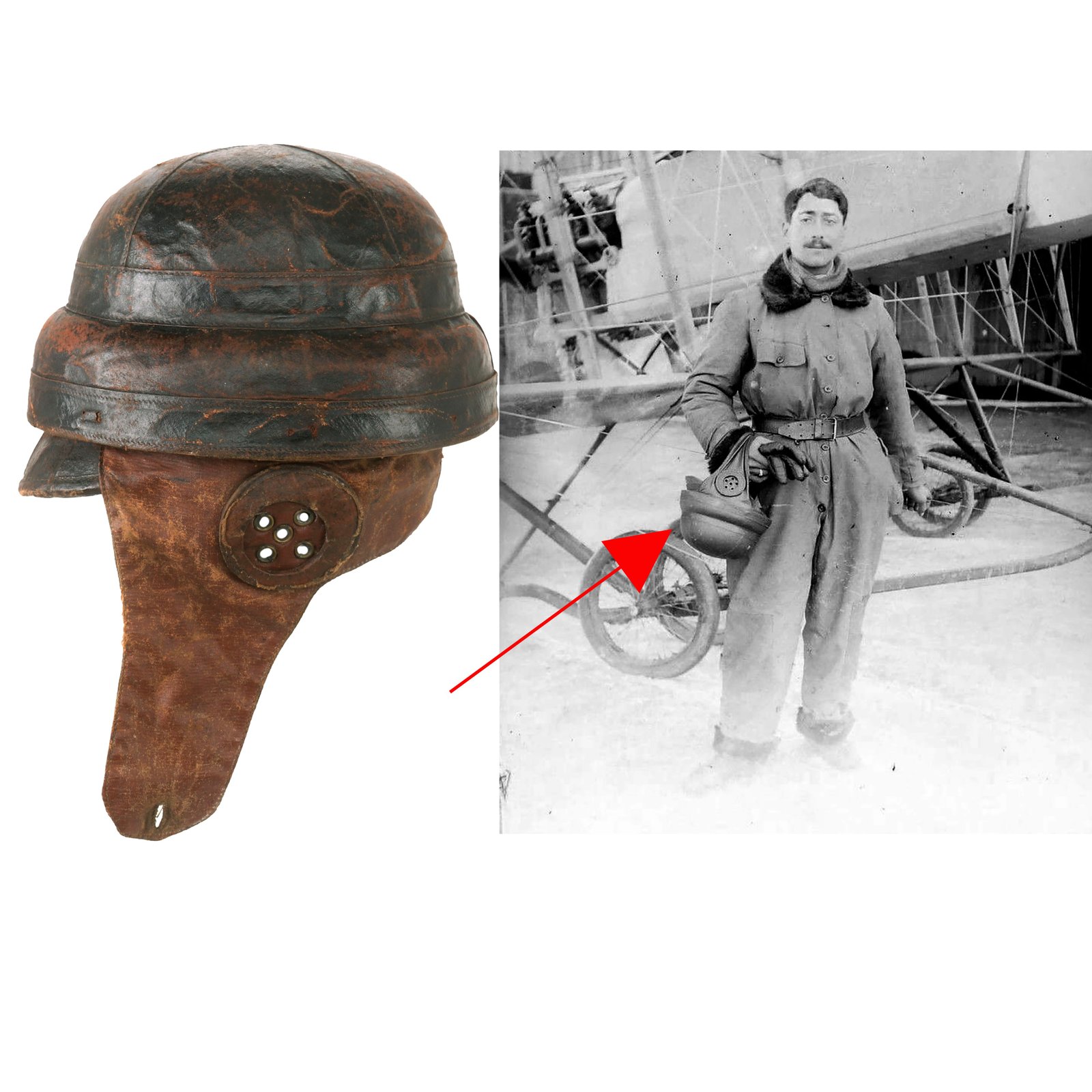 Buy Original French WWI Armée de l'Air Air Force Roold Aviation Crash Helmet With Correct Ear Pieces - Casque d’Aviateur | Original Firearms Antique For Sale